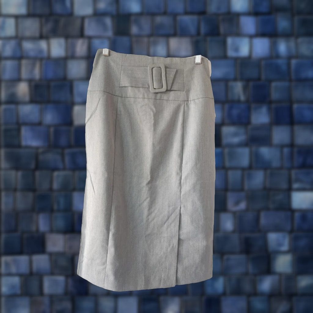 Worthington Worthington Skirt Womens 4 Long Pencil Lined Front Slit Back Zip Gray Twill Size 27" / US 4 / IT 40 - 1 Thumbnail