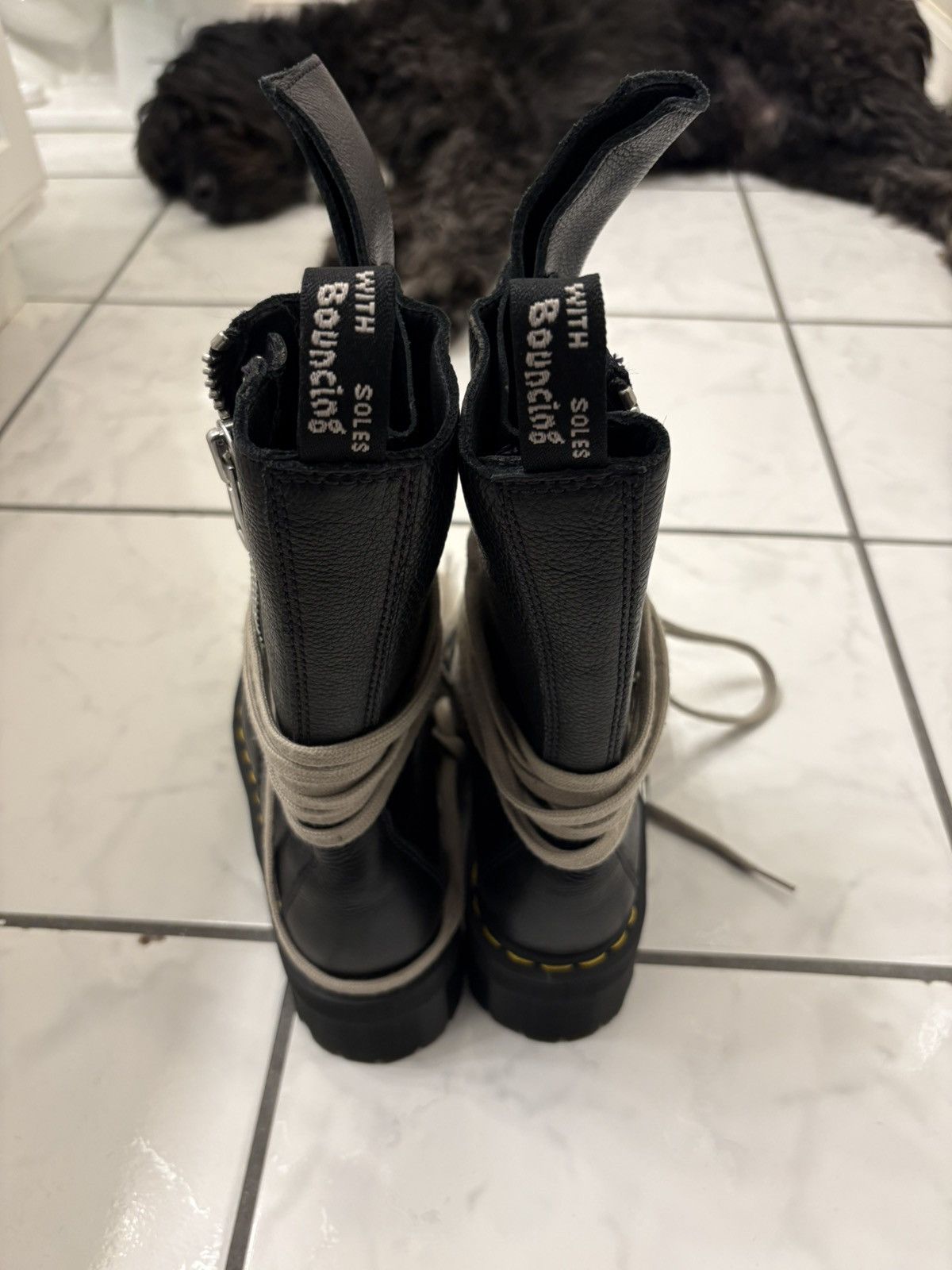 Dr. Martens × Rick Owens Rick Owen Dr. Martens Black Leather Combat Boots Size US 8 / IT 38 - 3 Thumbnail