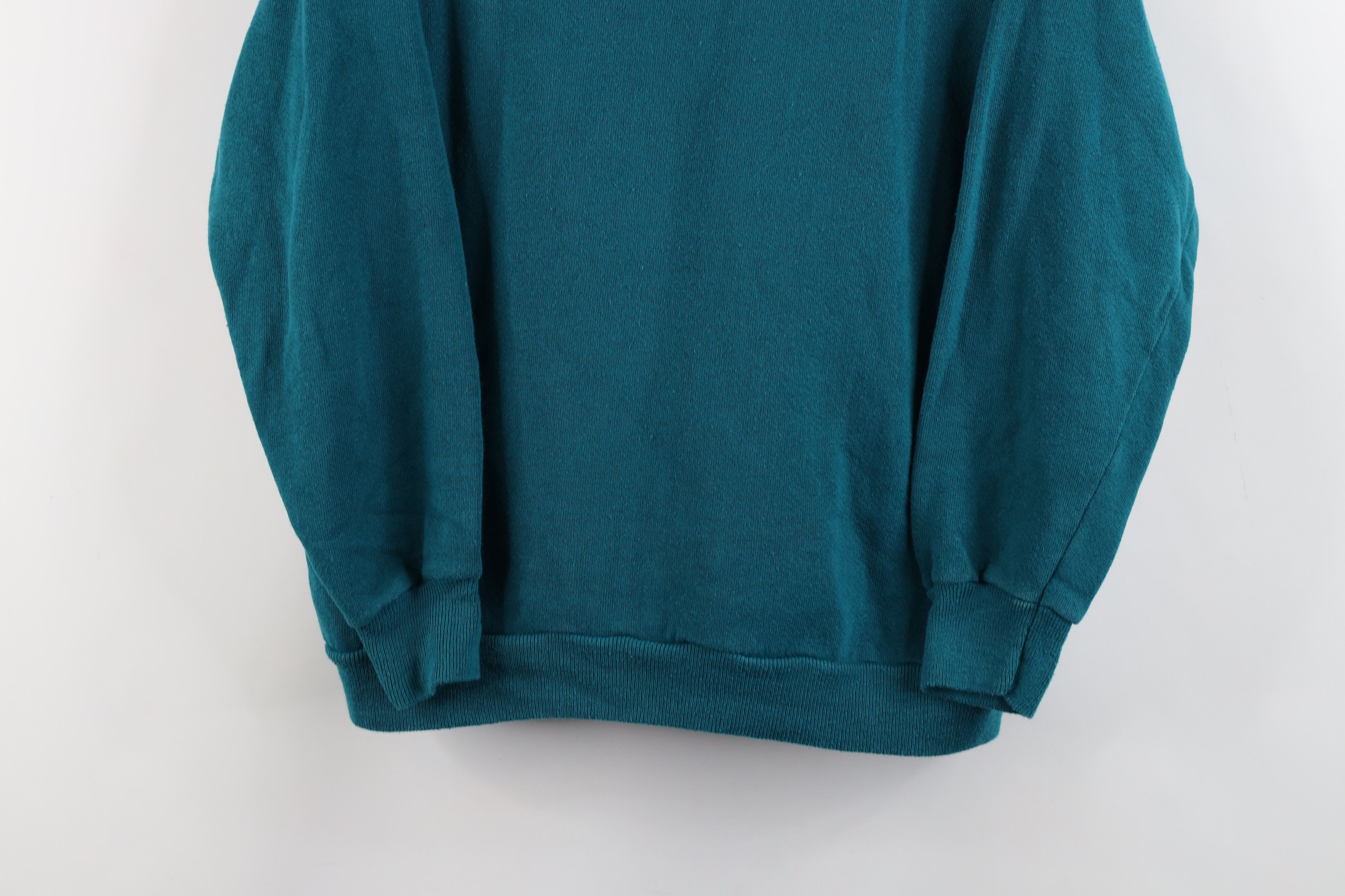 Vintage Vintage 90s Streetwear Faded Blank Crewneck Sweatshirt Teal Size M / US 6-8 / IT 42-44 - 3 Thumbnail