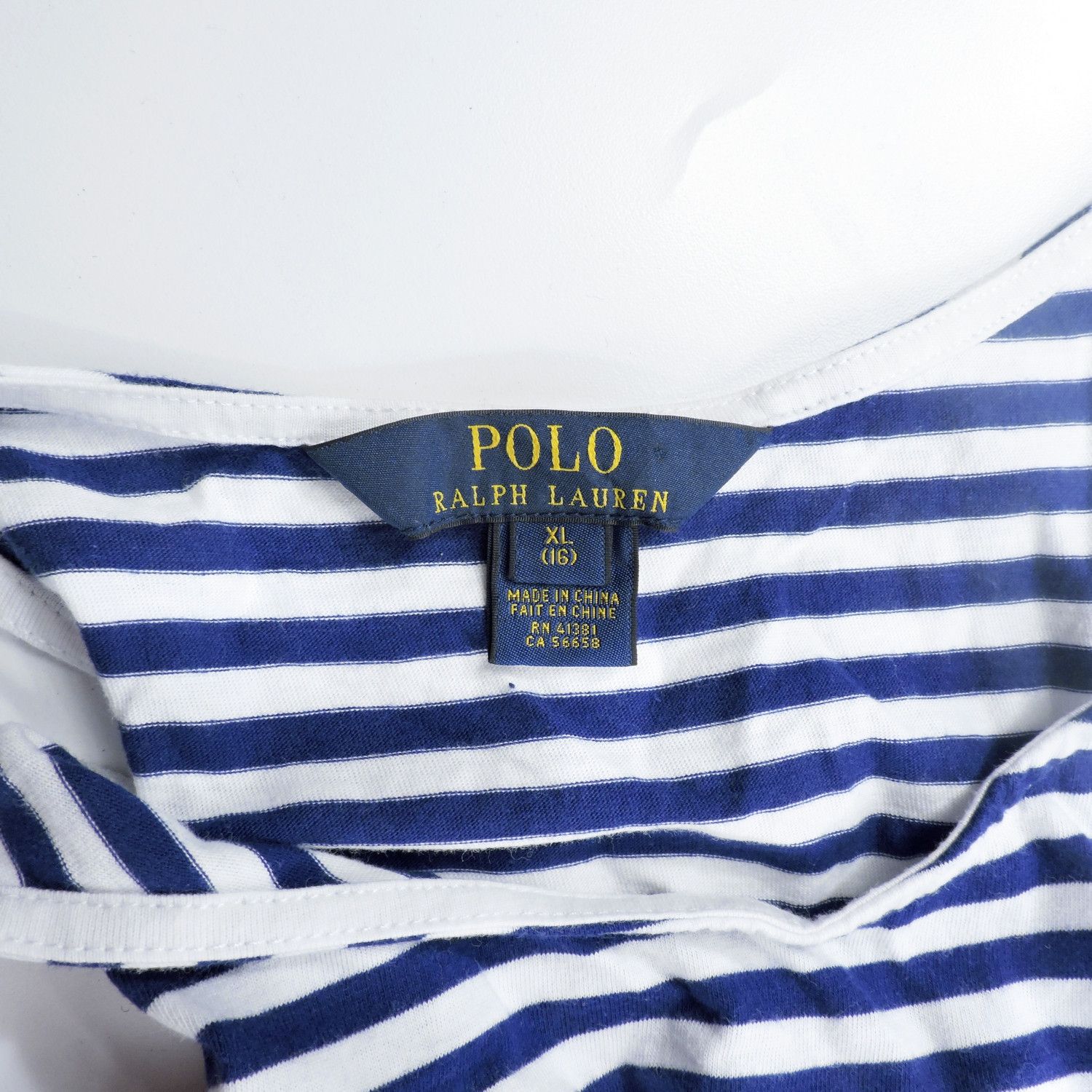 Polo Ralph Lauren POLO RALPH LAUREN GIRLS BLUE/WHITE STRIPED SLEEVELESS DRESS Size XL / US 12-14 / IT 48-50 - 3 Thumbnail