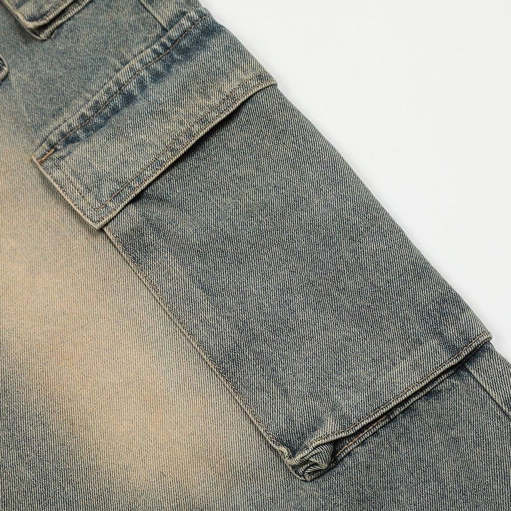 Jean Cargo Faded Wash Baggy Denim Jeans Size US 34 / EU 50 - 6 Thumbnail
