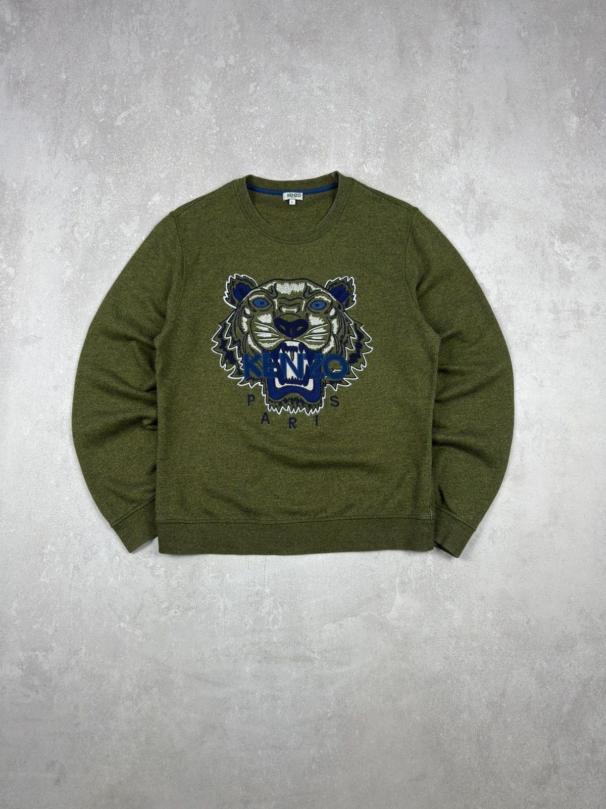 Kenzo Vintage Kenzo Tiger Big Logo Sweatshirt Green Khaki Jumper Size US L / EU 52-54 / 3 - 1 Thumbnail