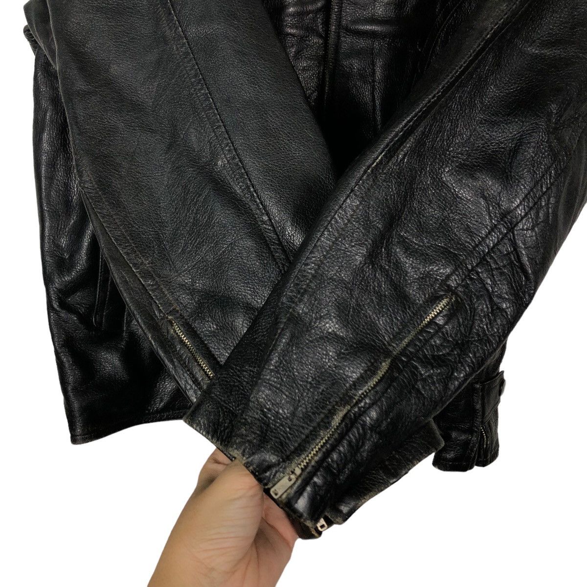 Japanese Brand 🔥90’s Bomber Leather Jacket Iconic Black Hawks Jumper Japan Size US M / EU 48-50 / 2 - 12 Thumbnail