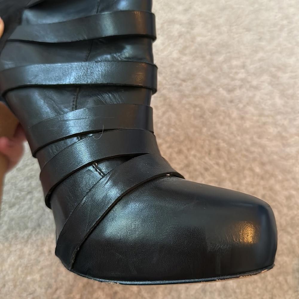Designer Sam Edelman Strappy Black Leather Platform Ankle Boots 10 Size US 10 / IT 40 - 7 Thumbnail