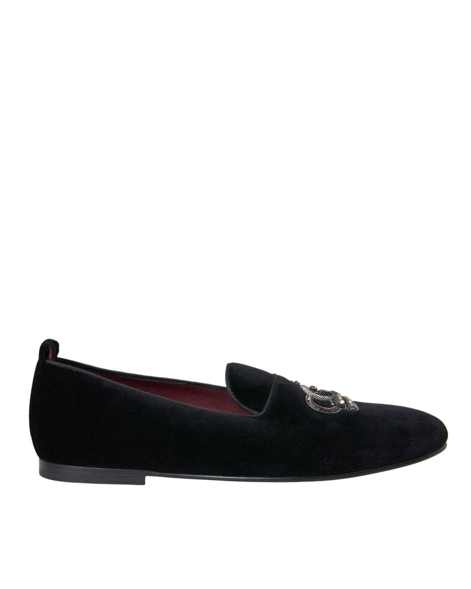 Dolce & Gabbana o1y0125 Velvet Loafers in Black Size US 6 / EU 39 - 1 Thumbnail