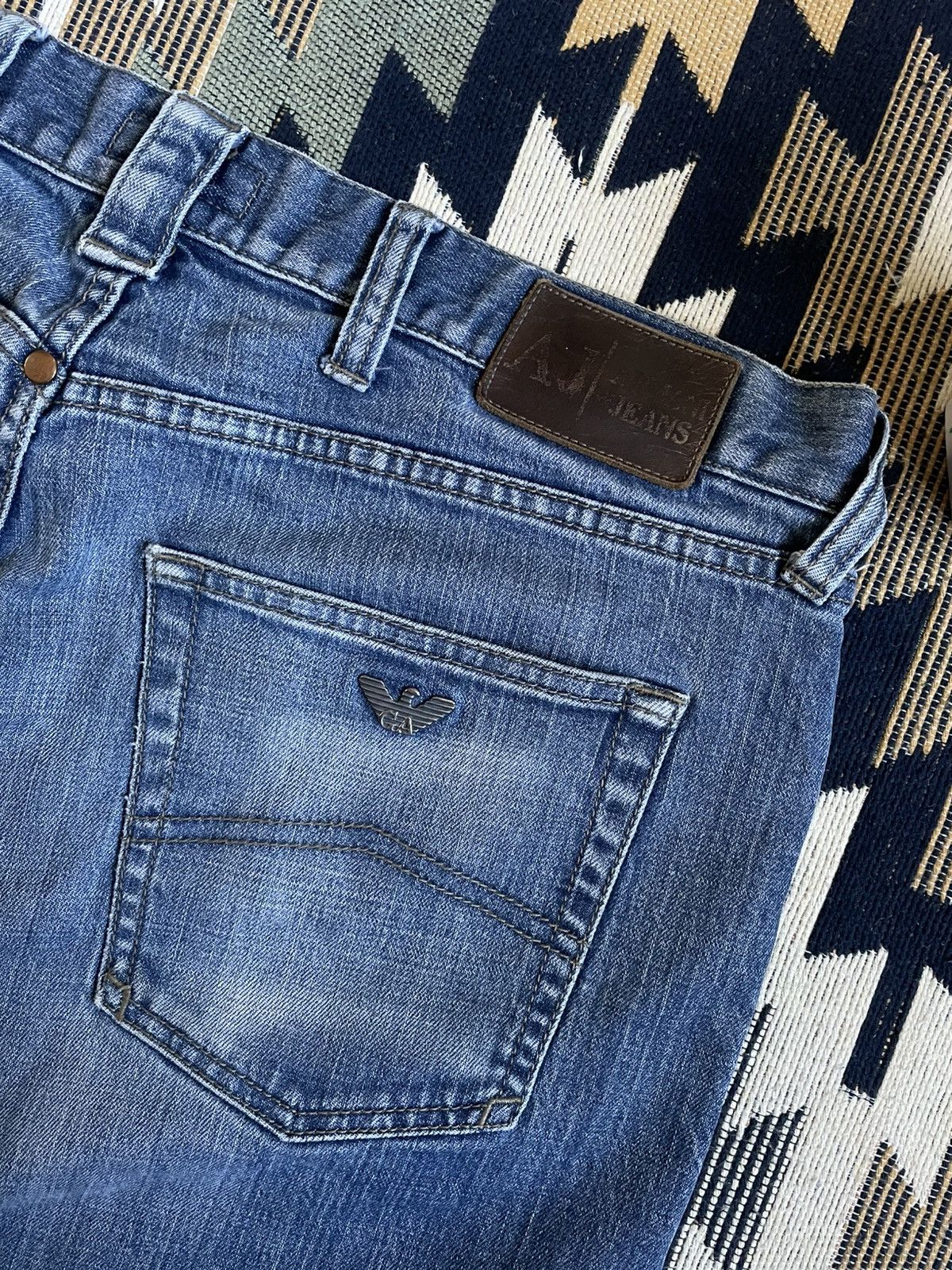 Armani × Vintage Vintage Armani Matal Logo Denim Jeans Size US 33 - 5 Thumbnail