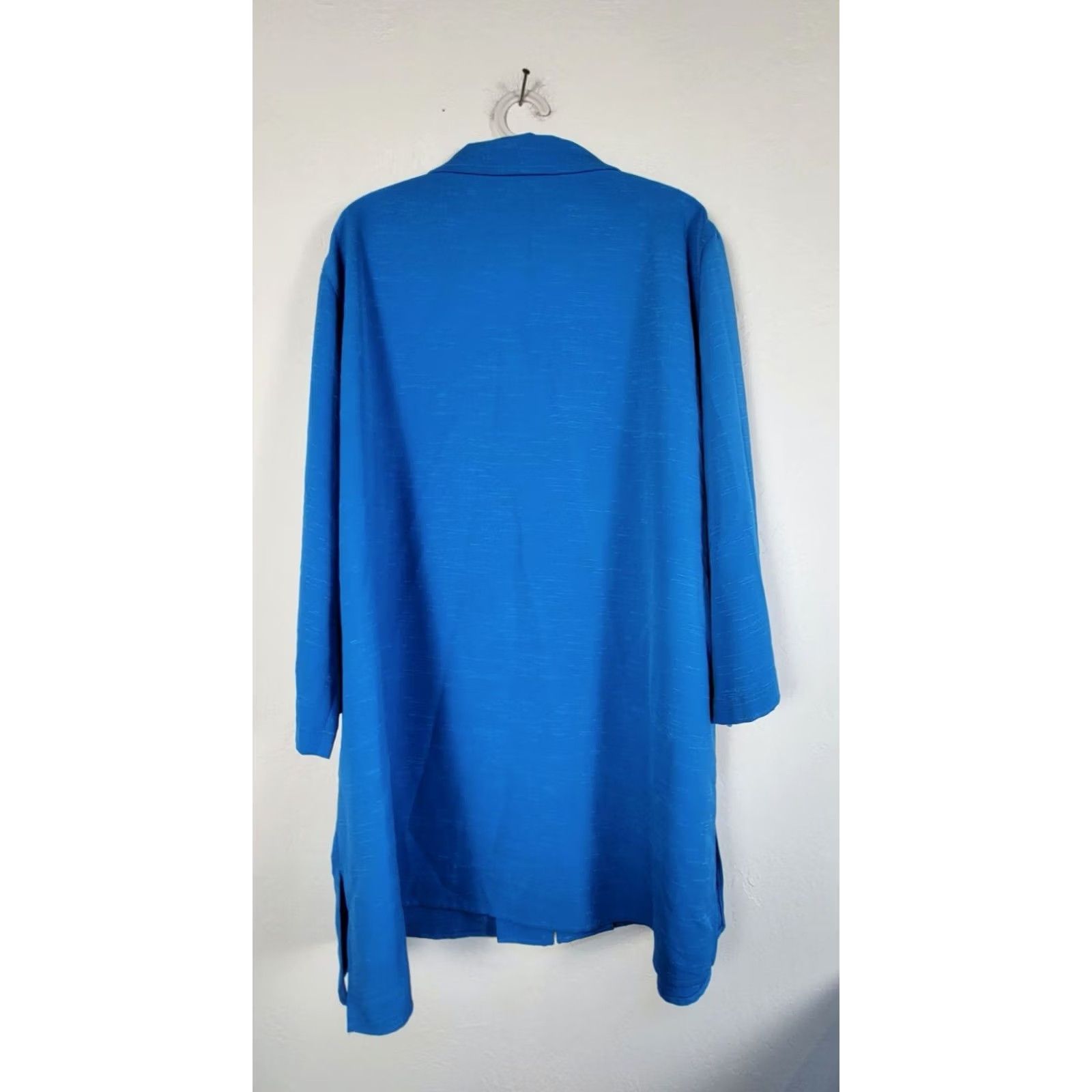 Vintage Caroline Rose Womens 3X Blue Button-Front Blazer Jacket Casual Lightweight Shirt Mens? Size XXL / US 16-18 / IT 52-54 - 2 Thumbnail