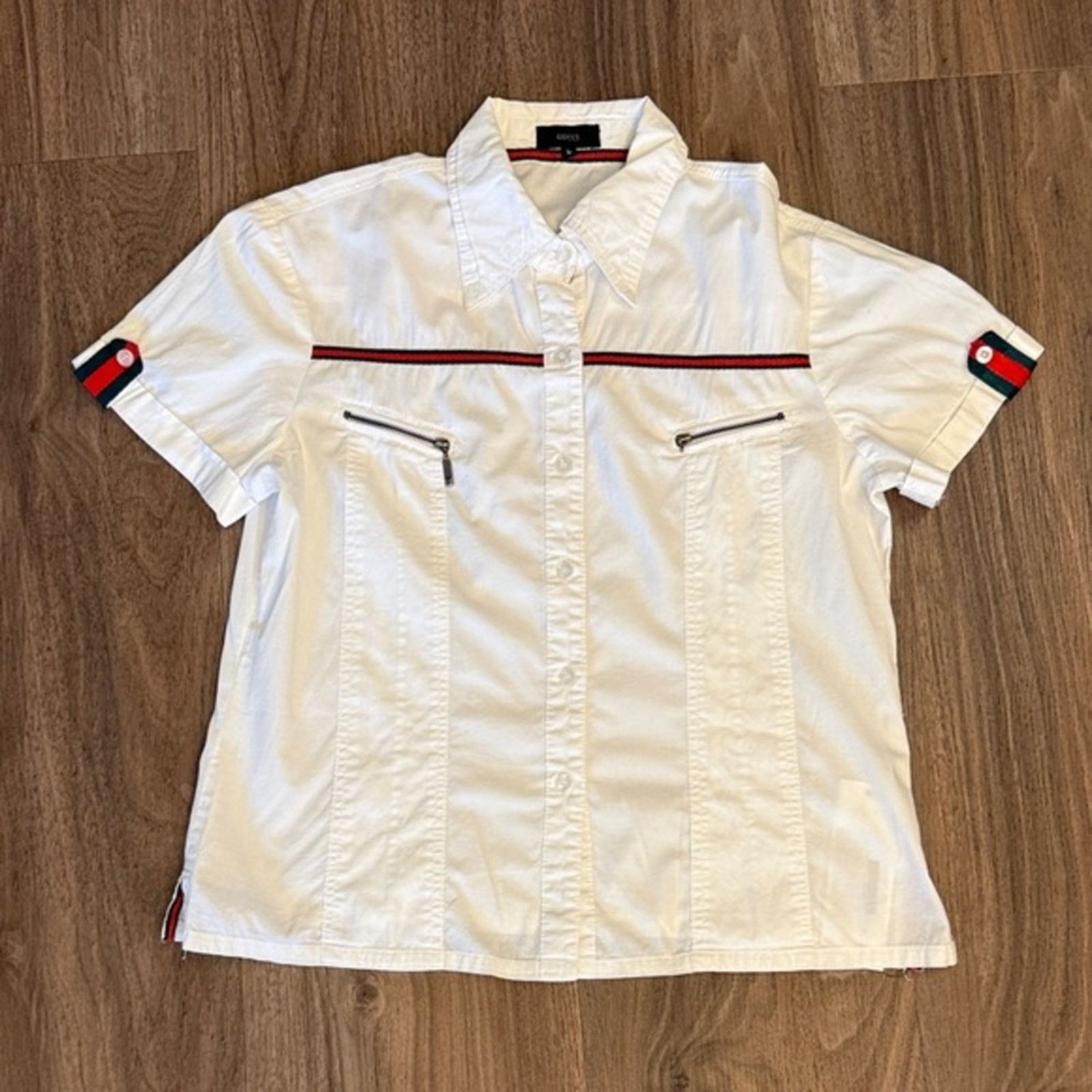 Gucci Vintage Gucci White Casual Button Down Shirt Size L / US 10 / IT 46 - 1 Thumbnail
