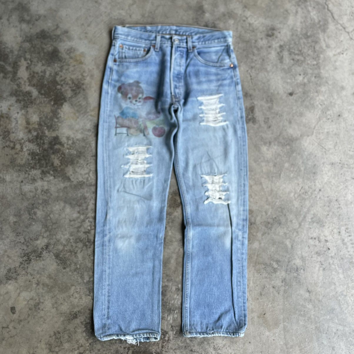 Levi's Vintage Clothing 🔥Vintage Levis 501 Custom Design Ripped Distress Denim Jeans Size US 30 / EU 46 - 1 Thumbnail