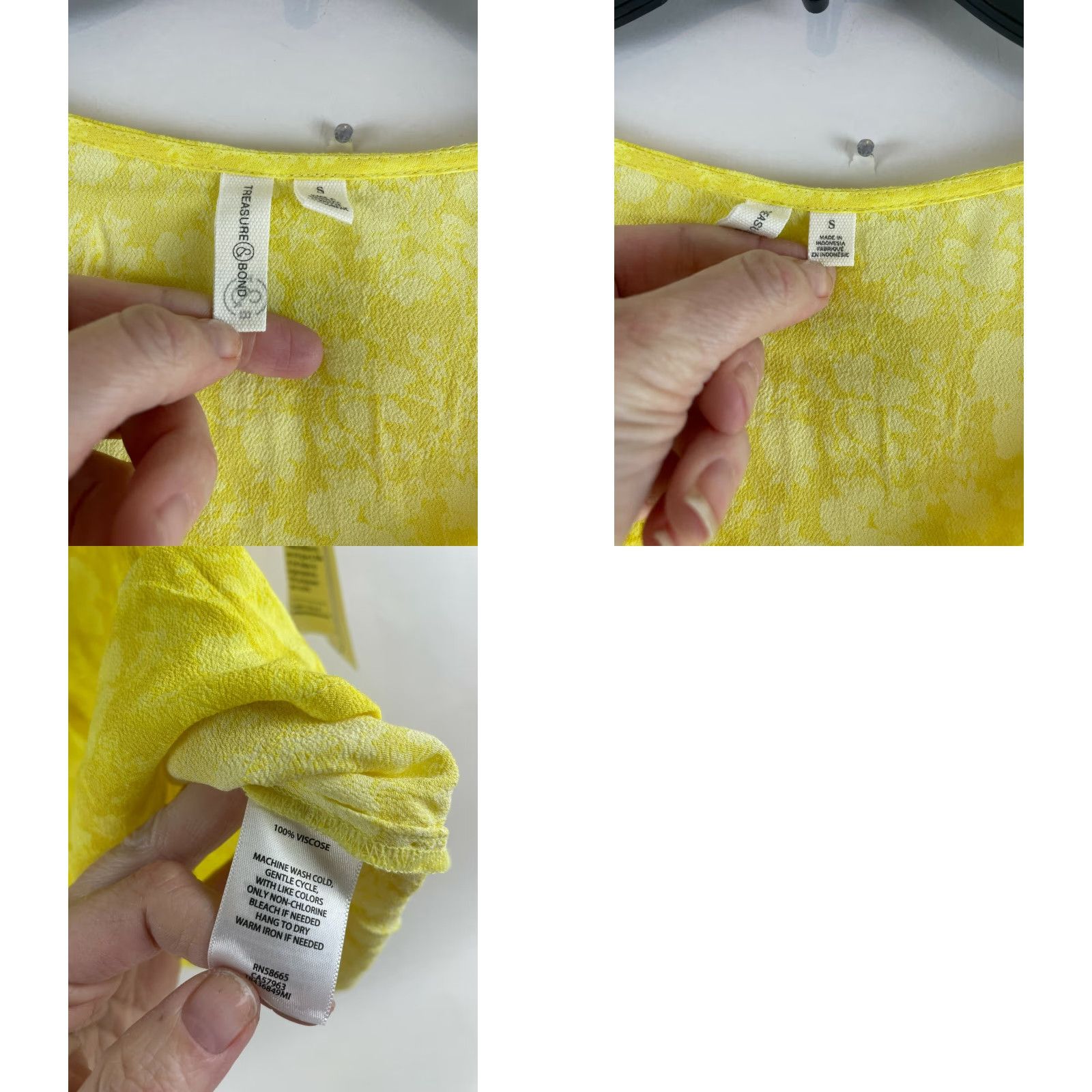 Treasure & Bond Treasure & Bond Shirt Women's S Yellow Floral Puff Sleeve V-Neck NWT Size S / US 4 / IT 40 - 8 Thumbnail