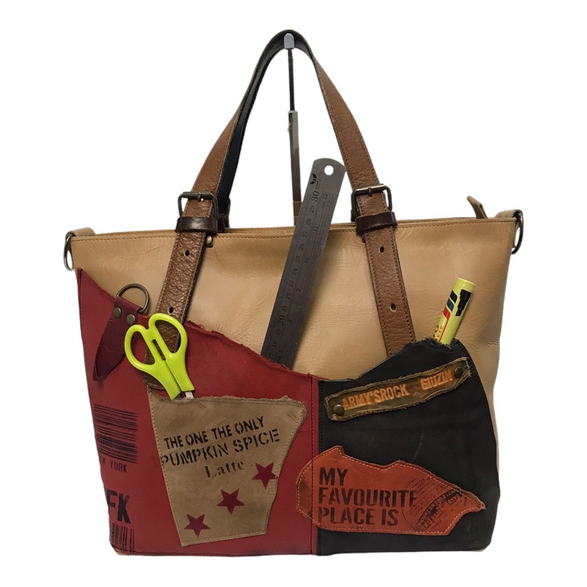 Japanese Brand × Leather Army Military Full Leather Tote Bag Bag Size ONE SIZE - 2 Thumbnail