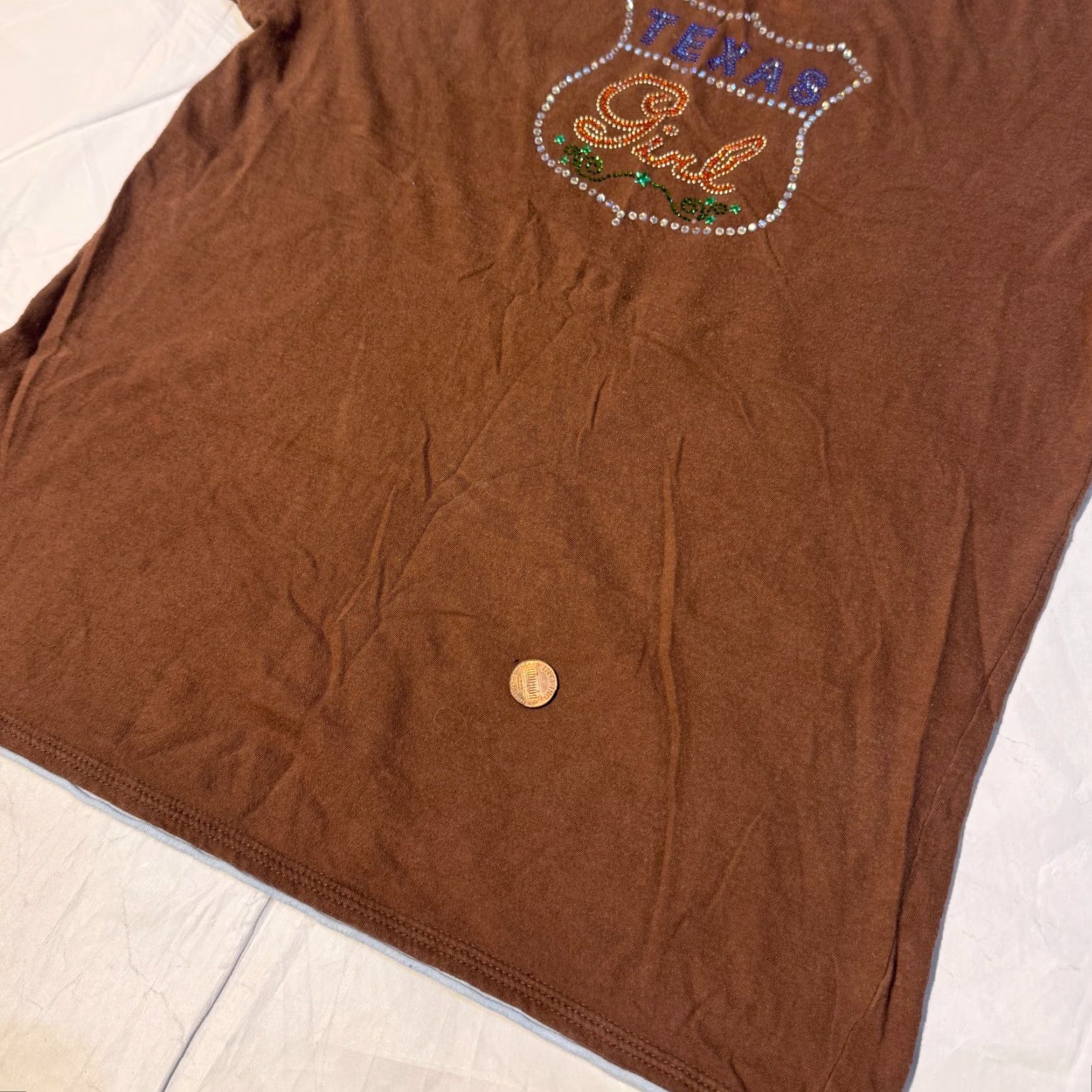 Vintage hyp Shirt Petites PXL Brown Rhinestone Logo All Seasons T-Shirt Size XL / US 12-14 / IT 48-50 - 4 Thumbnail