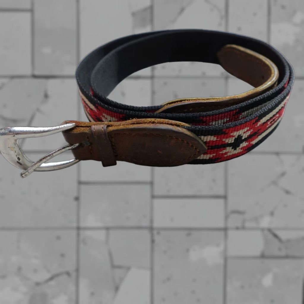 Vintage VINTAGE Bison Belt Co. Belt XL Black Leather Geometric Southwestern Design Men Belt Size ONE SIZE - 1 Thumbnail