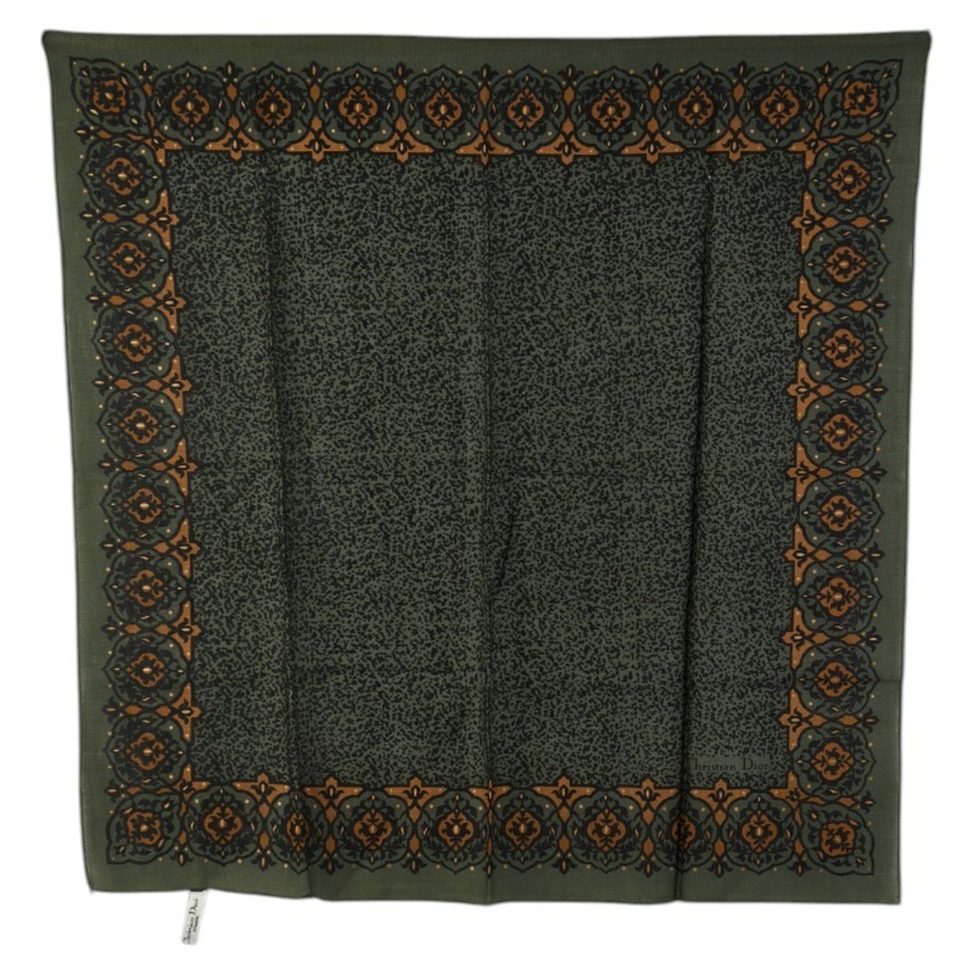 Christian Dior Dior Leopard Print Scarf Muffler Green Black Silk