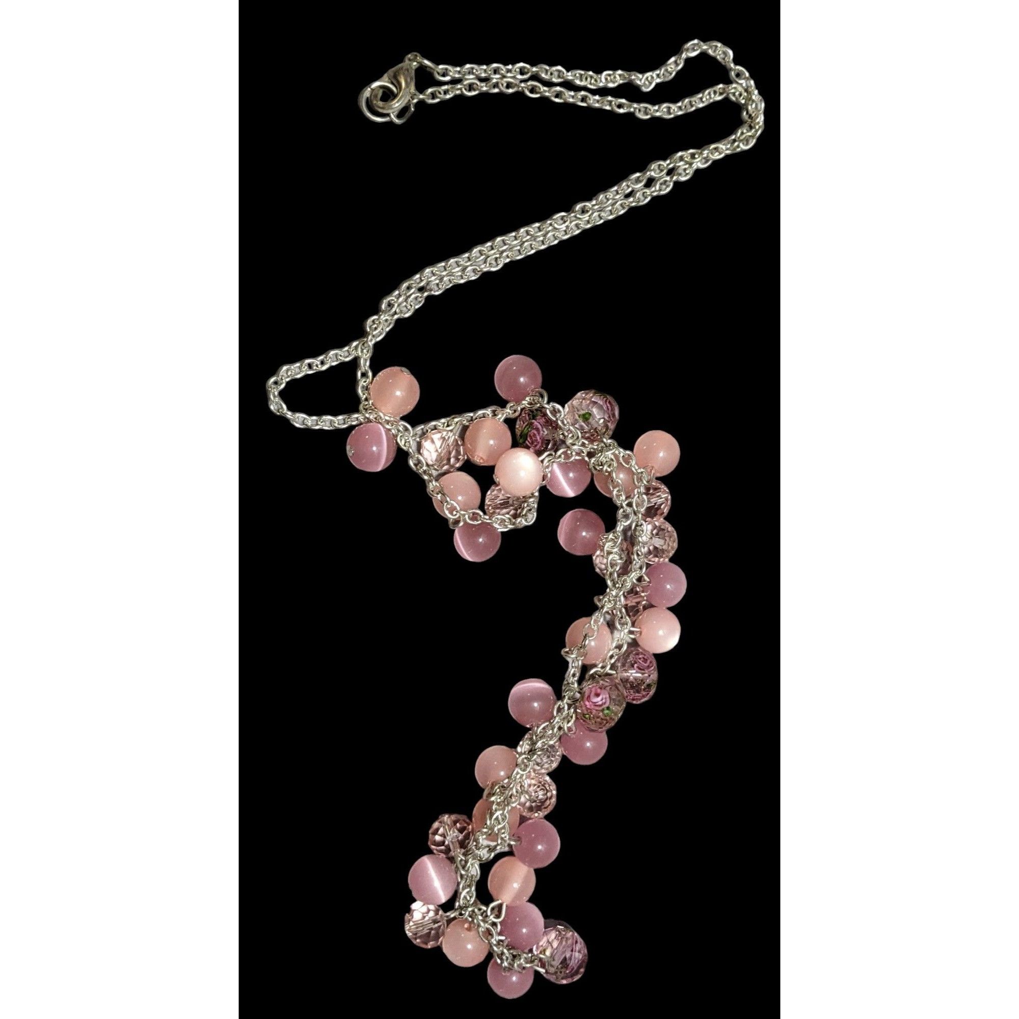 Other Pink & Silver Beaded Fringe Neckalce Size ONE SIZE - 1 Thumbnail