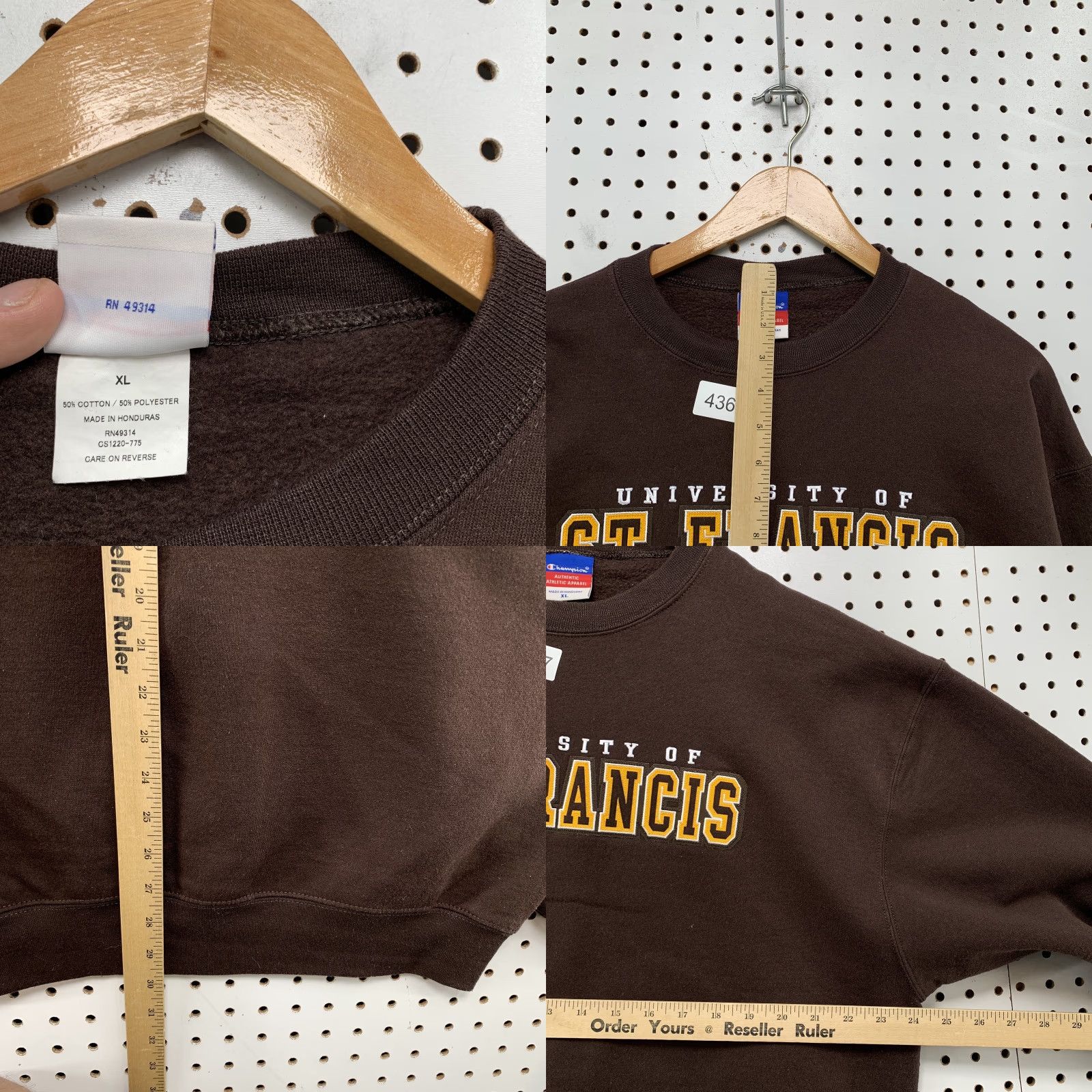 Champion VINTAGE Champion University Sweatshirt Crewneck Mens Large Brown Embroidered Pullover Size US L / EU 52-54 / 3 - 8 Thumbnail