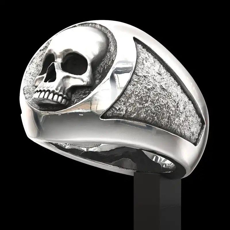Vintage Stainless Steel Skull Ring Size ONE SIZE - 3 Thumbnail