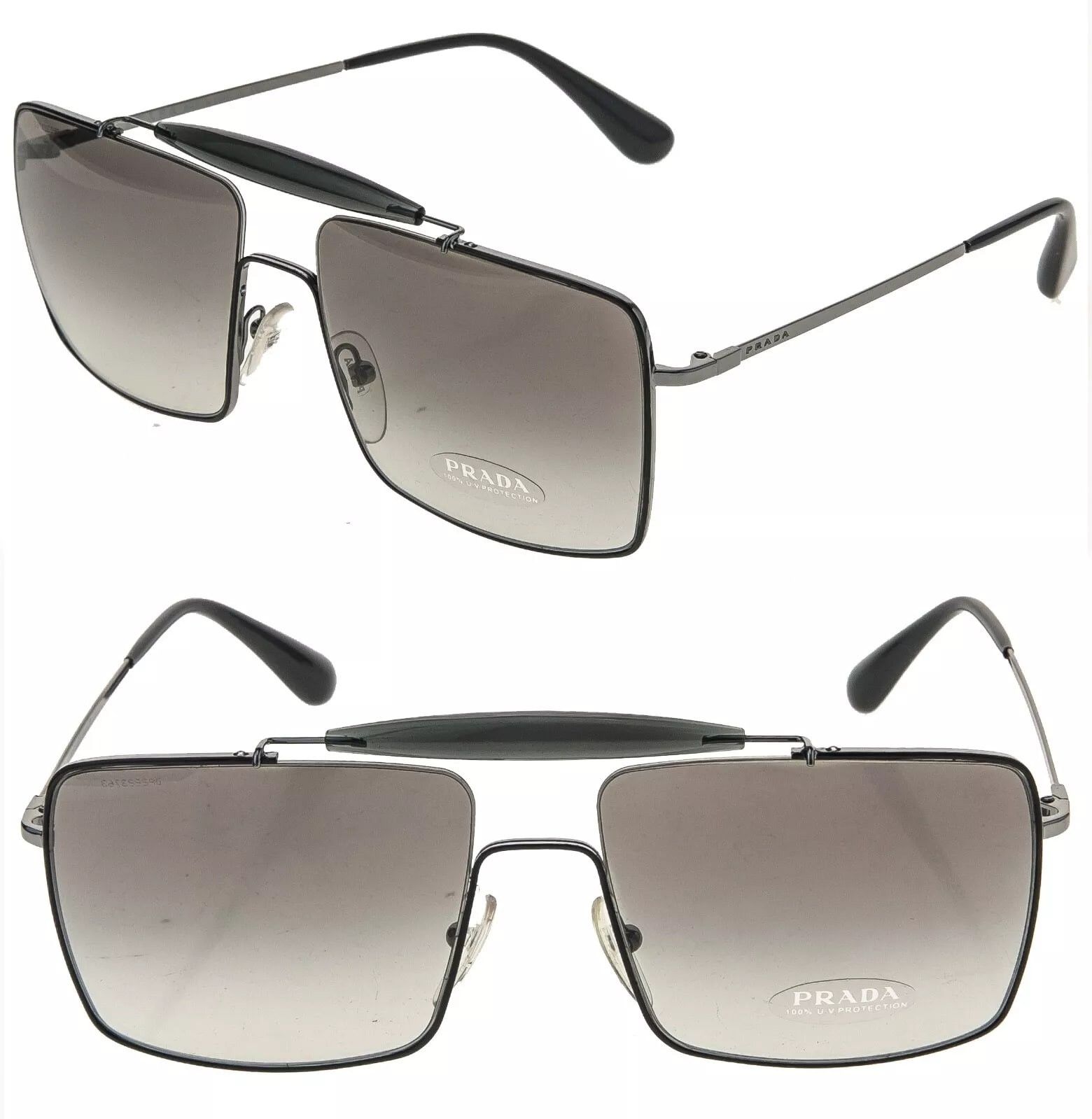 Prada PRADA Square Aviator PR57SS Ruthenium Black Sunglasses 57S Size ONE SIZE - 1 Thumbnail