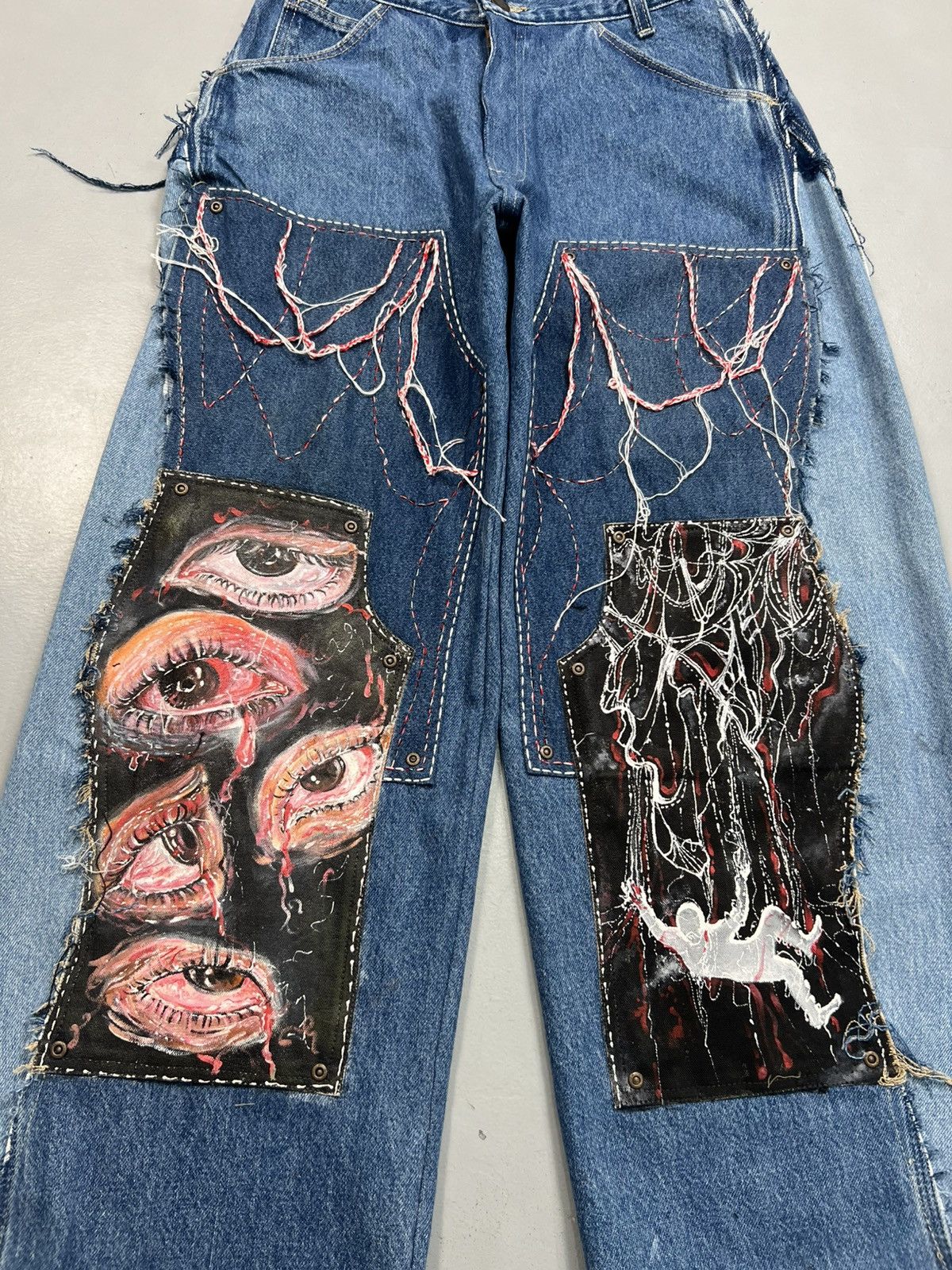 Vintage 10f1 hand made printed double knee baggy fit denim Size US 28 / EU 44 - 3 Thumbnail