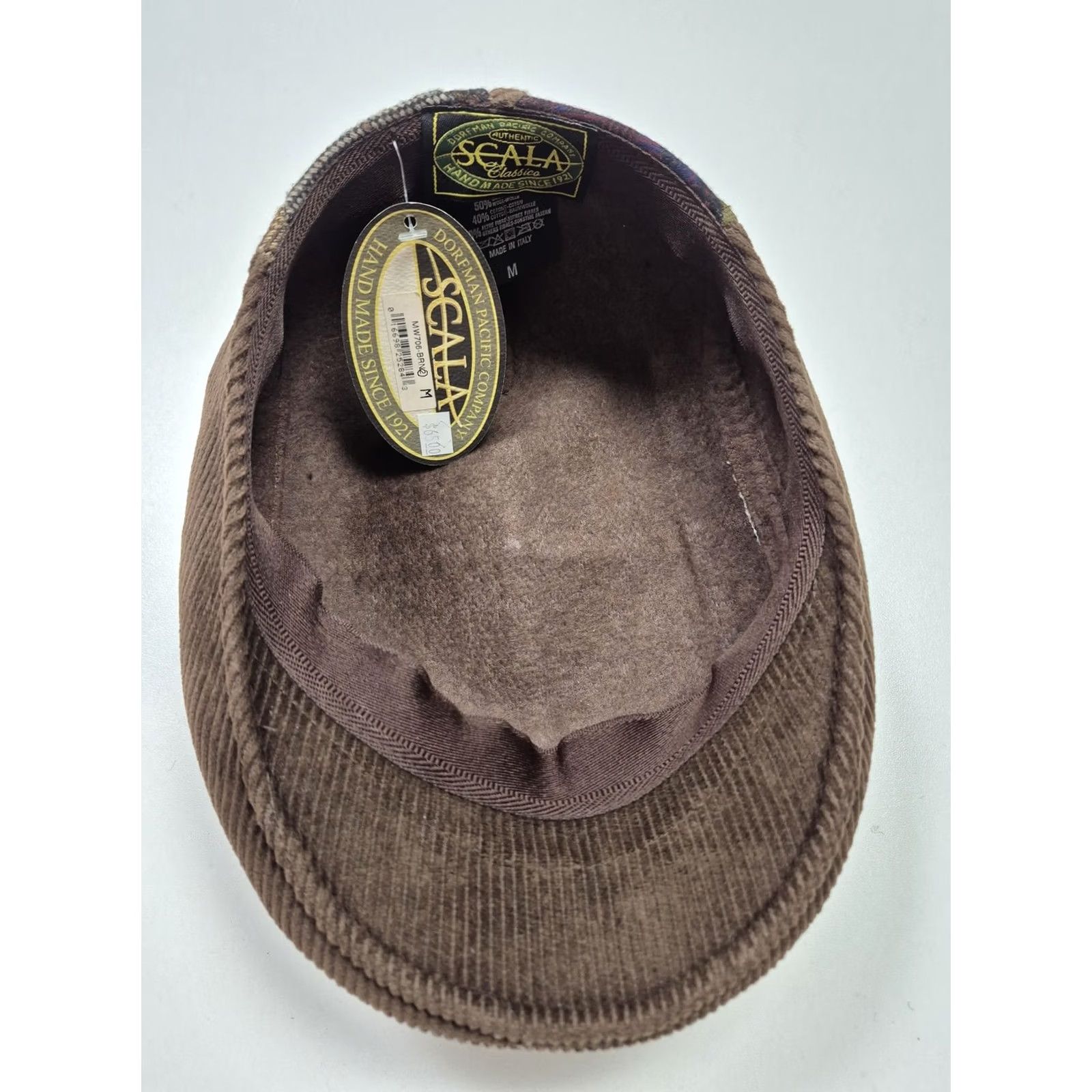 Vintage Scala Hat Flat Cap Fitted Mens M Brown Check Wool Newsboy Italy Patchwork NWT Size ONE SIZE - 4 Thumbnail