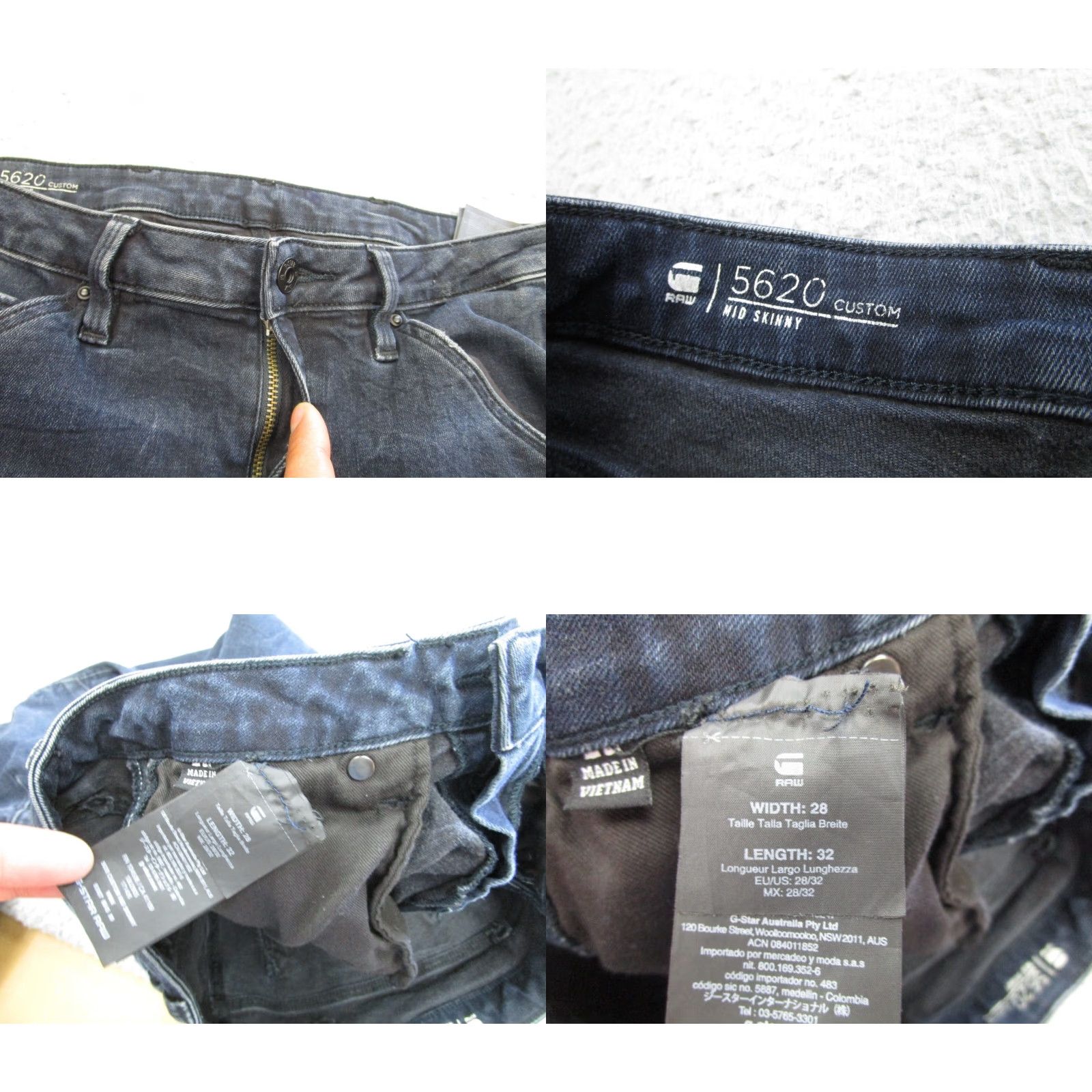G-Star G-Star Jeans Womens 28 Blue 5620 Custom Mid Skinny Tapered Moto Stacked Jeans Size 28" / US 6 / IT 42 - 8 Thumbnail