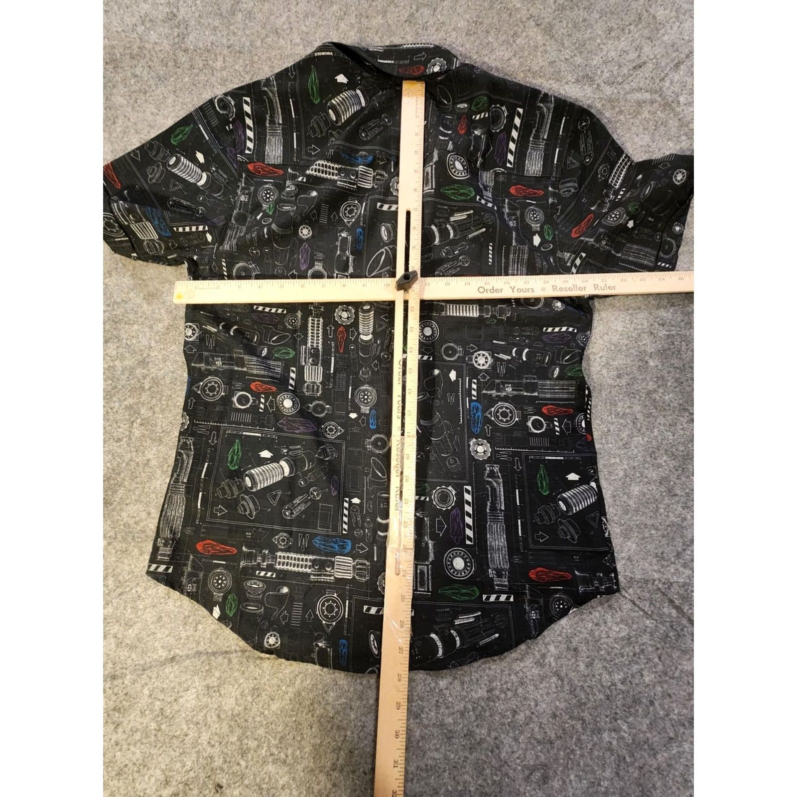 Vintage RSVLTS Star Wars Saber Schematics Shirt Mens M Black KUNUFLEX Button Up Gupta? Size US M / EU 48-50 / 2 - 7 Thumbnail