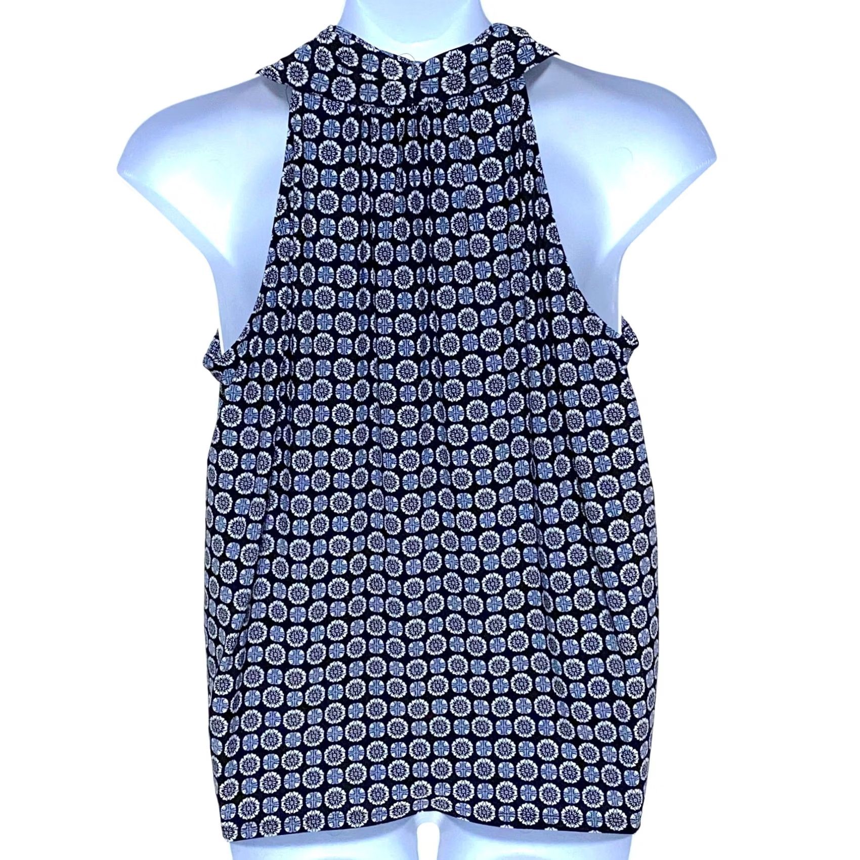 Anne Klein Anne Klein Floral V-Neck Tank Top Blouse XL Women Sleeveless Busy Office Preppy Floral Blue Size XL / US 12-14 / IT 48-50 - 3 Thumbnail