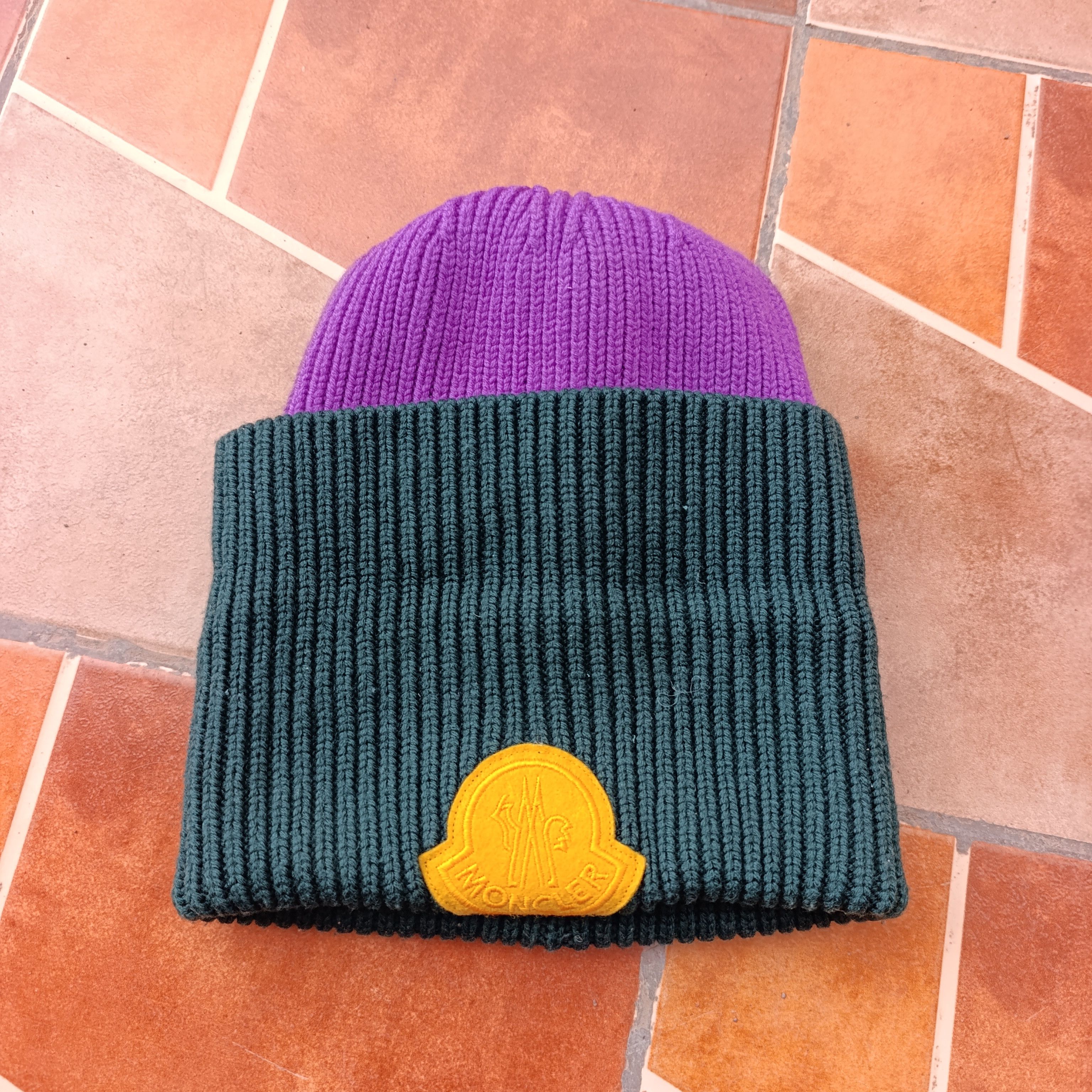 Moncler Moncler 1952 Big Logo Beanie Hat In GREEN / PURPLE Size ONE SIZE - 1 Thumbnail