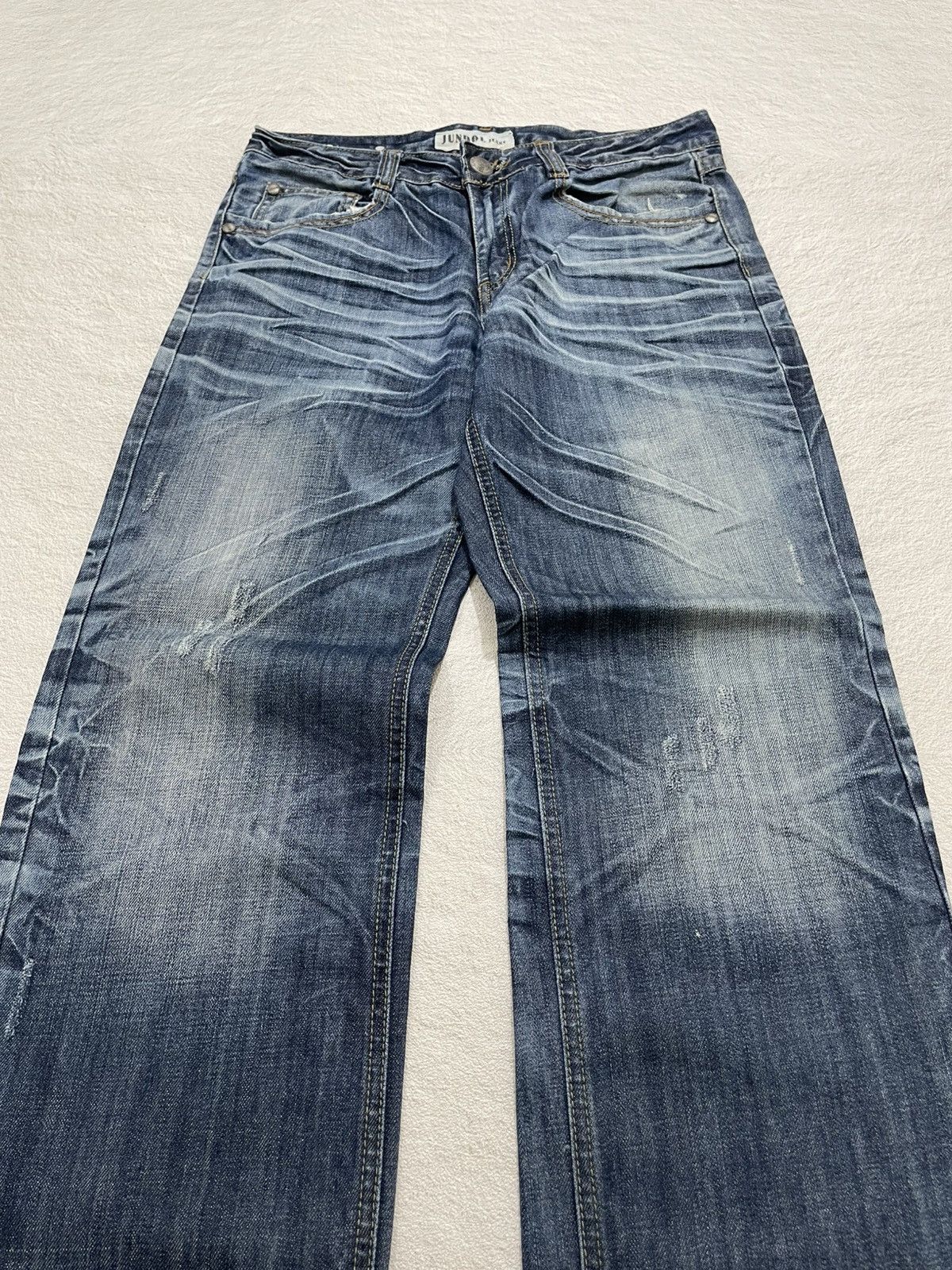If Six Was Nine 2000s Jundol Distressed Fading Denim Bootcut Size US 32 / EU 48 - 2 Thumbnail