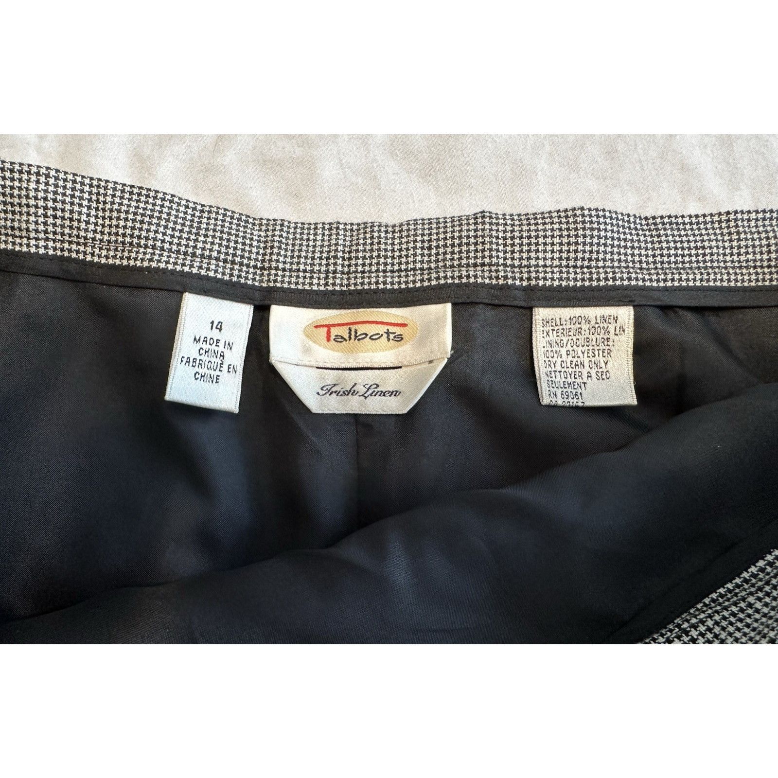 Talbots Talbots Irish Linen Skirt Black&White Sz 14 Linen Preppy Size 33" - 9 Thumbnail