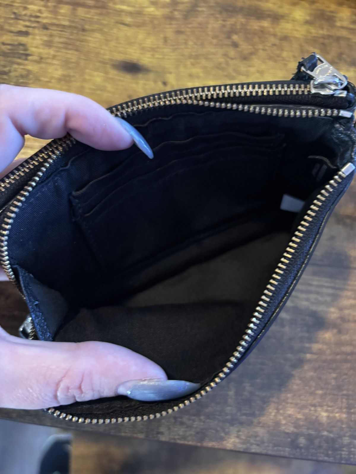 Coach Coach Black Leather Double Zip Wristlet Size ONE SIZE - 6 Thumbnail