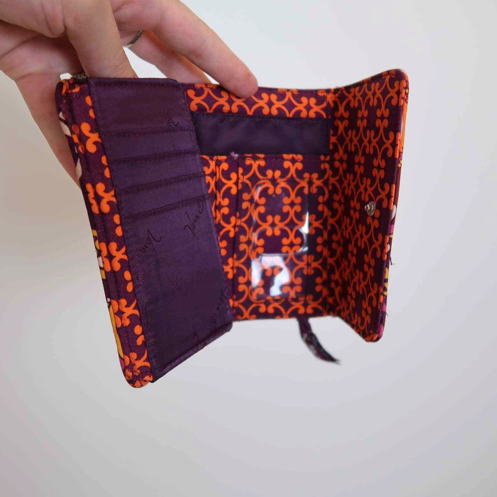 Vera Bradley Vera Bradley Wallet Purple Orange Floral Printed Flap Front Snap Card Holders Small 5.5 x 4 Women Purple Orange Floral Printed Fabric Wallet Size ONE SIZE - 6 Thumbnail