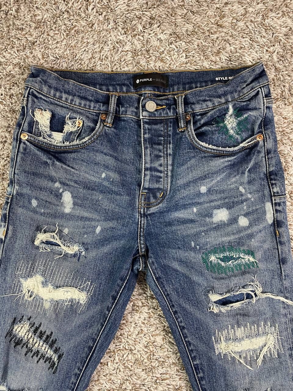 Purple Brand Purple Brand Extreme Worn Zigzag Repair Jeans Size US 31 - 2 Thumbnail