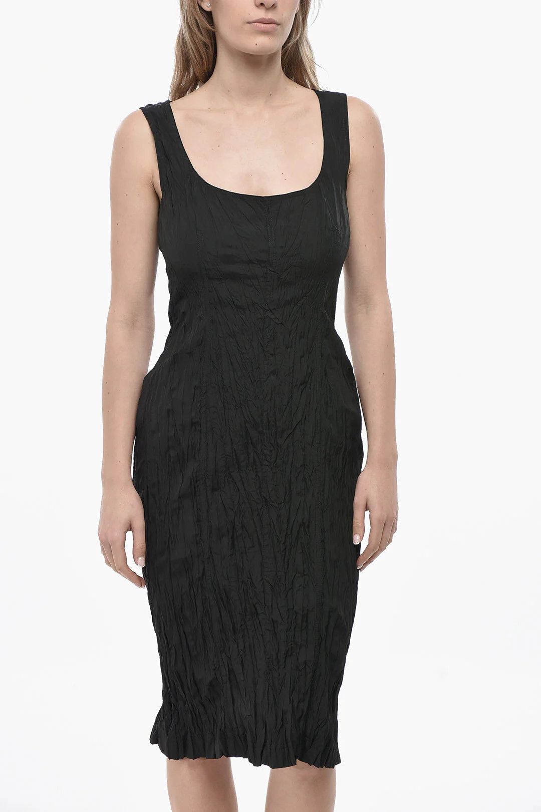 Bottega Veneta og1mm0426 Midi Dress in Black Size XS / US 0-2 / IT 36-38 - 4 Thumbnail