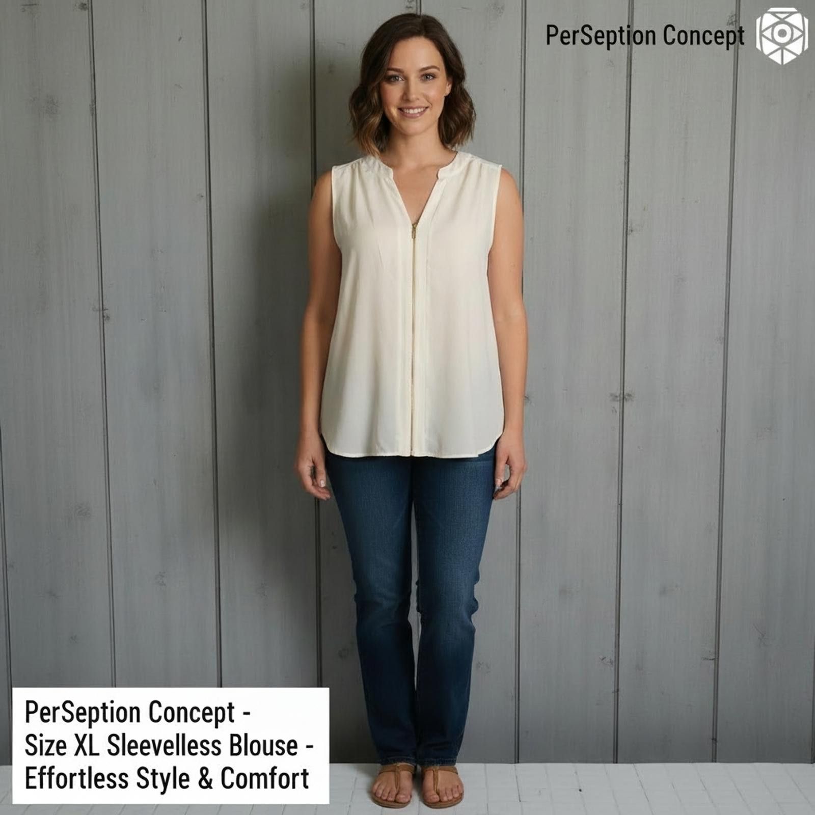 Other PerSeption Concept XL Sleeveless Blouse in Cream Size XL / US 12-14 / IT 48-50 - 2 Thumbnail