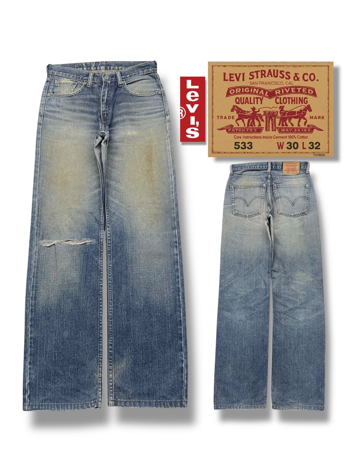 Levi's Vintage Y2K Levi’s 533 - Faded Mud Wash, Distressed Denim Size US 30 / EU 46 - 1 Thumbnail
