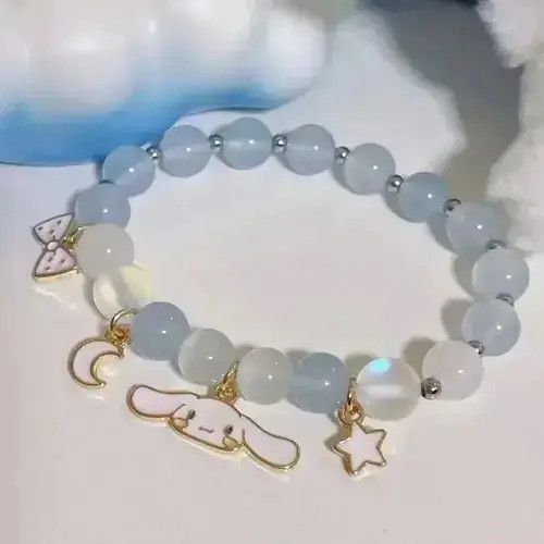 Jewelry White Blue Elastic Rope Cinnamoroll Kuromi Cartoon Bracelets Size ONE SIZE - 2 Thumbnail