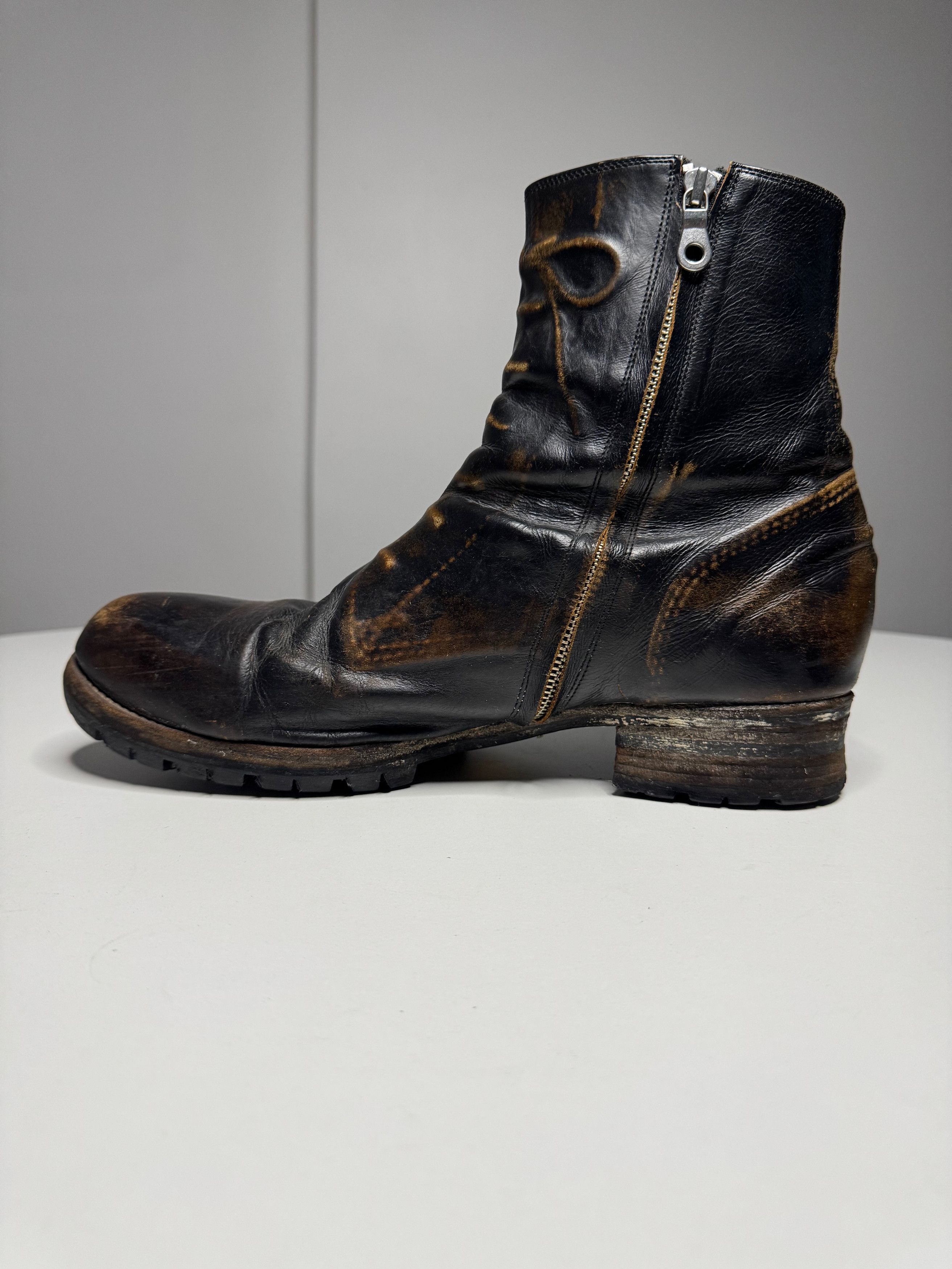 Maison MIHARA YASUHIRO Distressed laces leather embossed boots Size US 12 / EU 45 - 2 Thumbnail