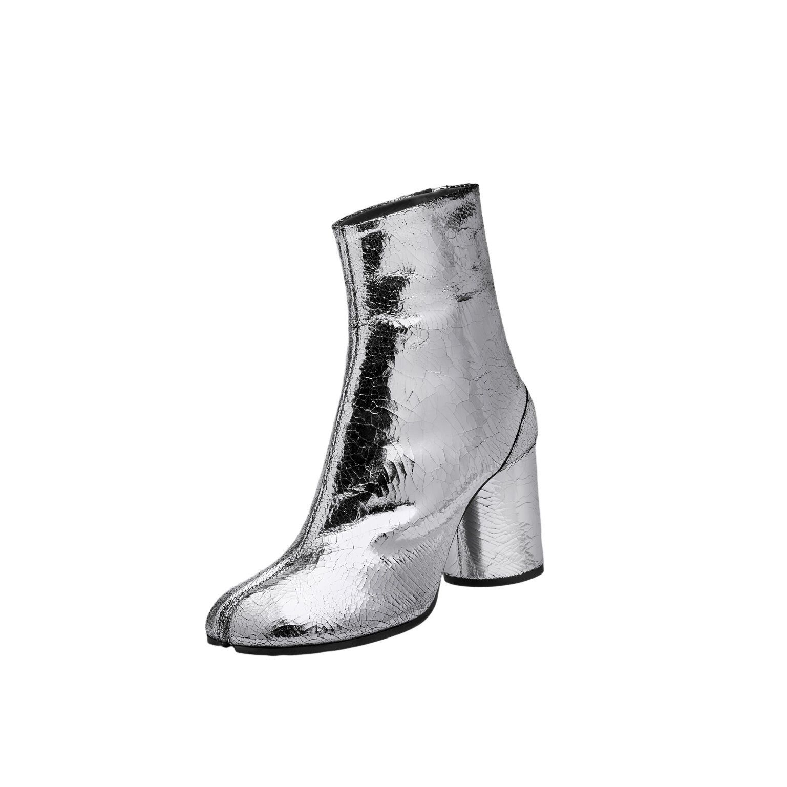 MAISON MARGIELA Tabi $1550 Silver Broken Mirror Leather 8cm