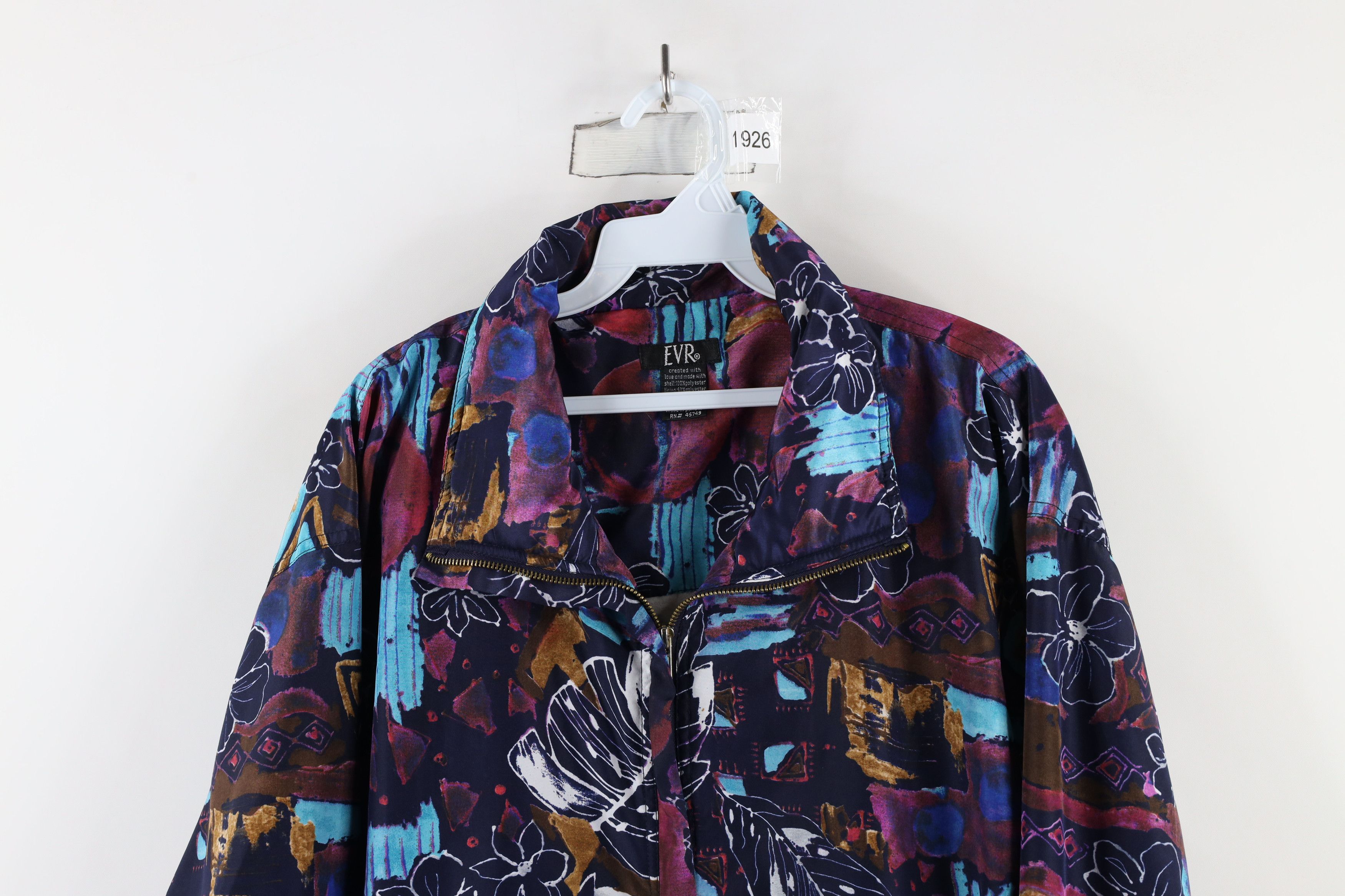 Vintage Vintage 90s Streetwear Flower Lined Windbreaker Jacket Size XL / US 12-14 / IT 48-50 - 2 Thumbnail