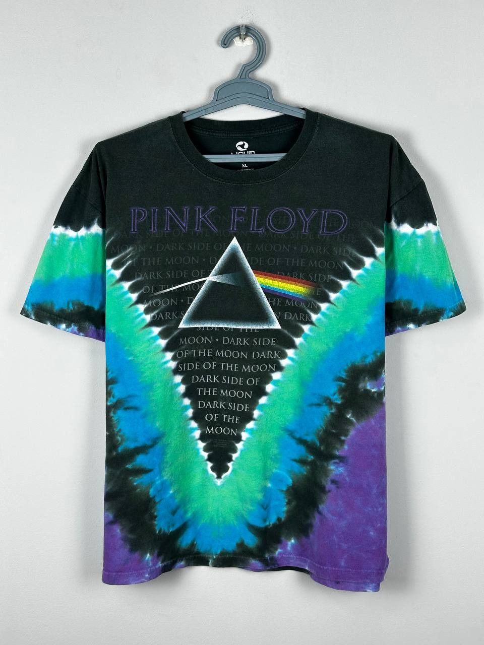 Vintage Liquid Blue Pink Floyd Dark Side of the Moon Tie Dye T Shirt Size US XL / EU 56 / 4 - 1 Thumbnail