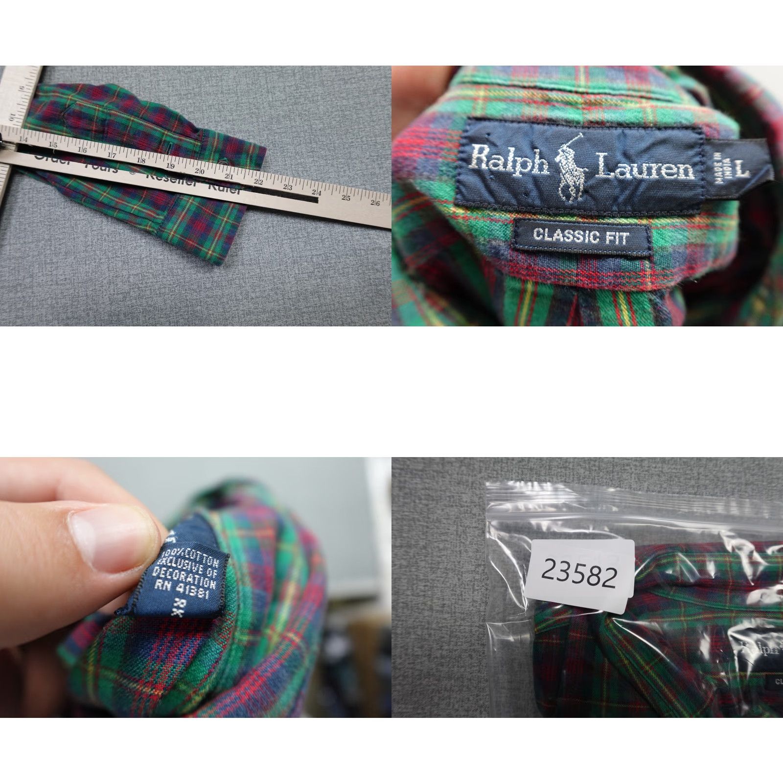 Polo Ralph Lauren Polo Ralph Lauren Shirt Mens Large Green Plaid Button-Up Vintage-Style Casual Comfort Size US L / EU 52-54 / 3 - 8 Thumbnail