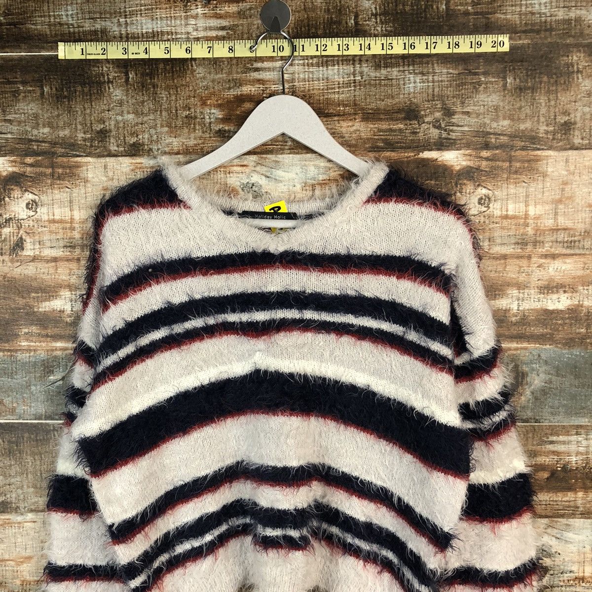 Homespun Knitwear × Japanese Brand × Solid and Striped Holiday Holic mohair fur shaggy stripe Knitwear #A1316 Size M / US 6-8 / IT 42-44 - 5 Thumbnail