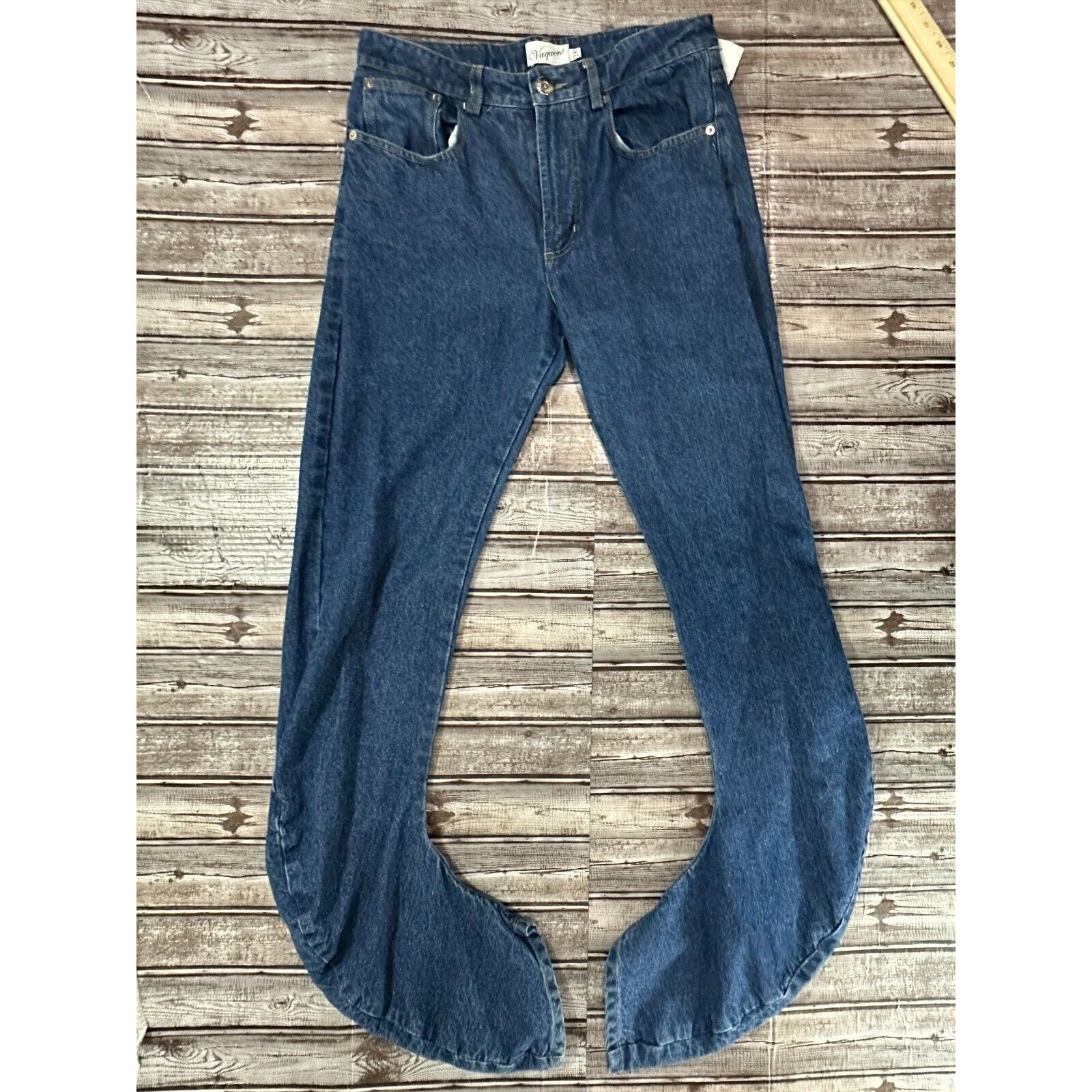 Vaquera Vaquera NYC elongated twisted hem denim jeans sz 28 mspr 