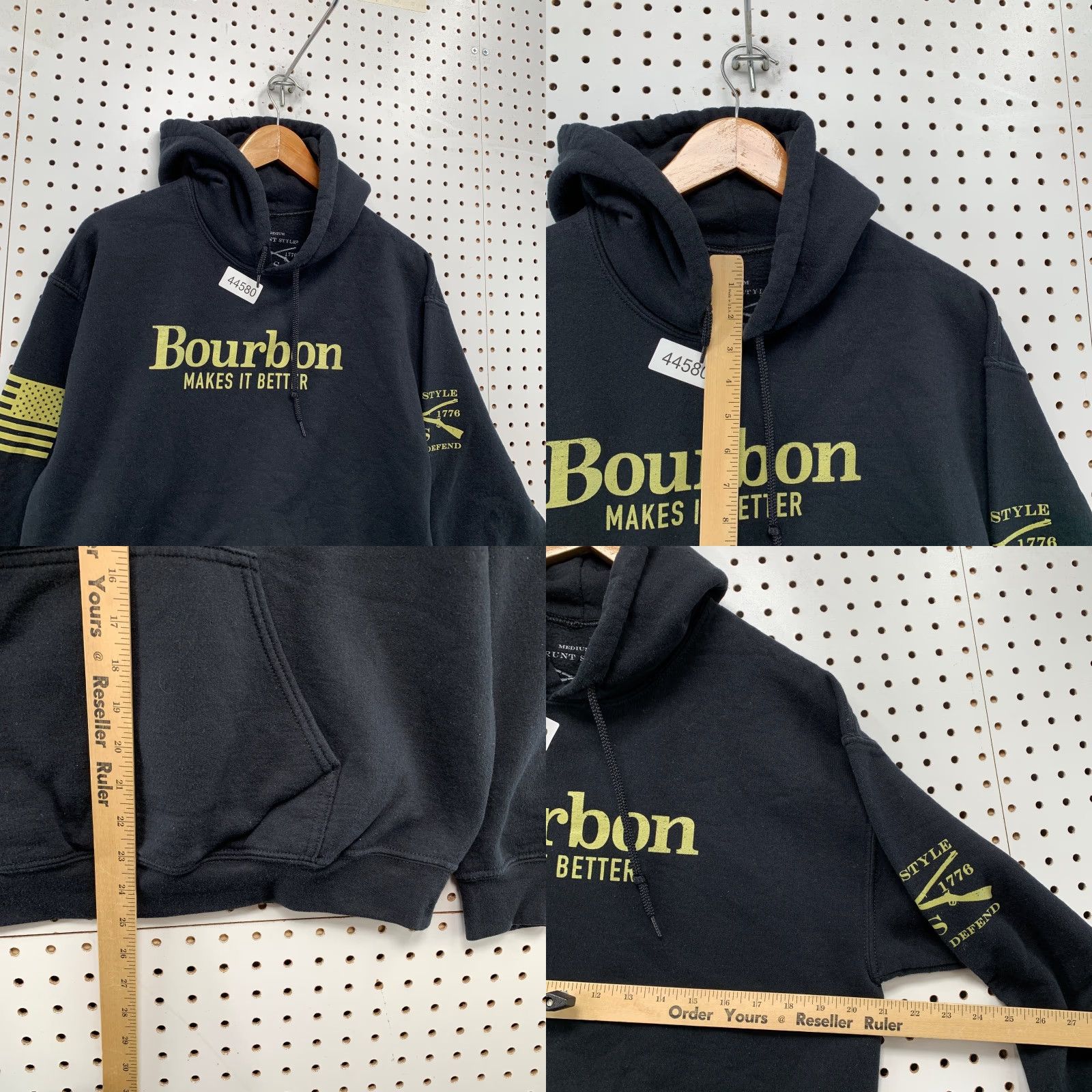 Vintage Grunt Style Sweatshirt Mens Medium Hoodie Black Boubon Makes It Better USA Flag Size US M / EU 48-50 / 2 - 8 Thumbnail