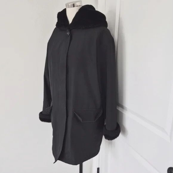 Other Larry Levine Faux Fur Trim Hooded Insulated Coat Winter Size M / US 6-8 / IT 42-44 - 3 Thumbnail