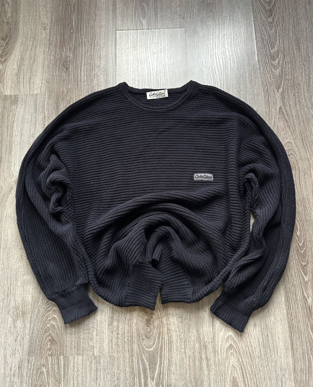 Carlo Colucci Carlo Colucci Men's Oversized Sweater, Navy Blue Size US M / EU 48-50 / 2 - 2 Thumbnail