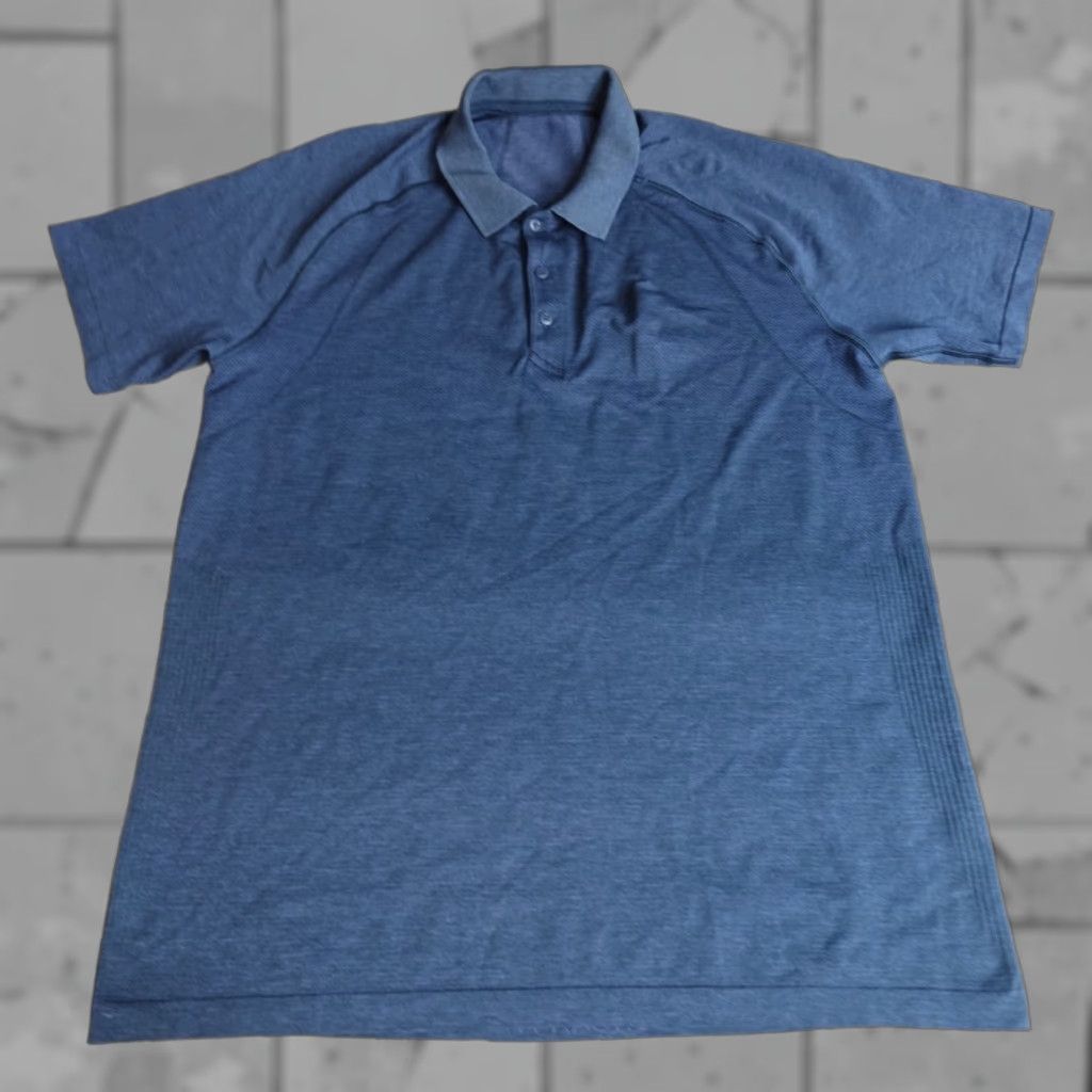 Lululemon Lululemon Polo Shirt XL Blue Solid Short Sleeve Metal Vent Tech Raglan Men Regular Sports Golf Shirt Size US XL / EU 56 / 4 - 1 Thumbnail