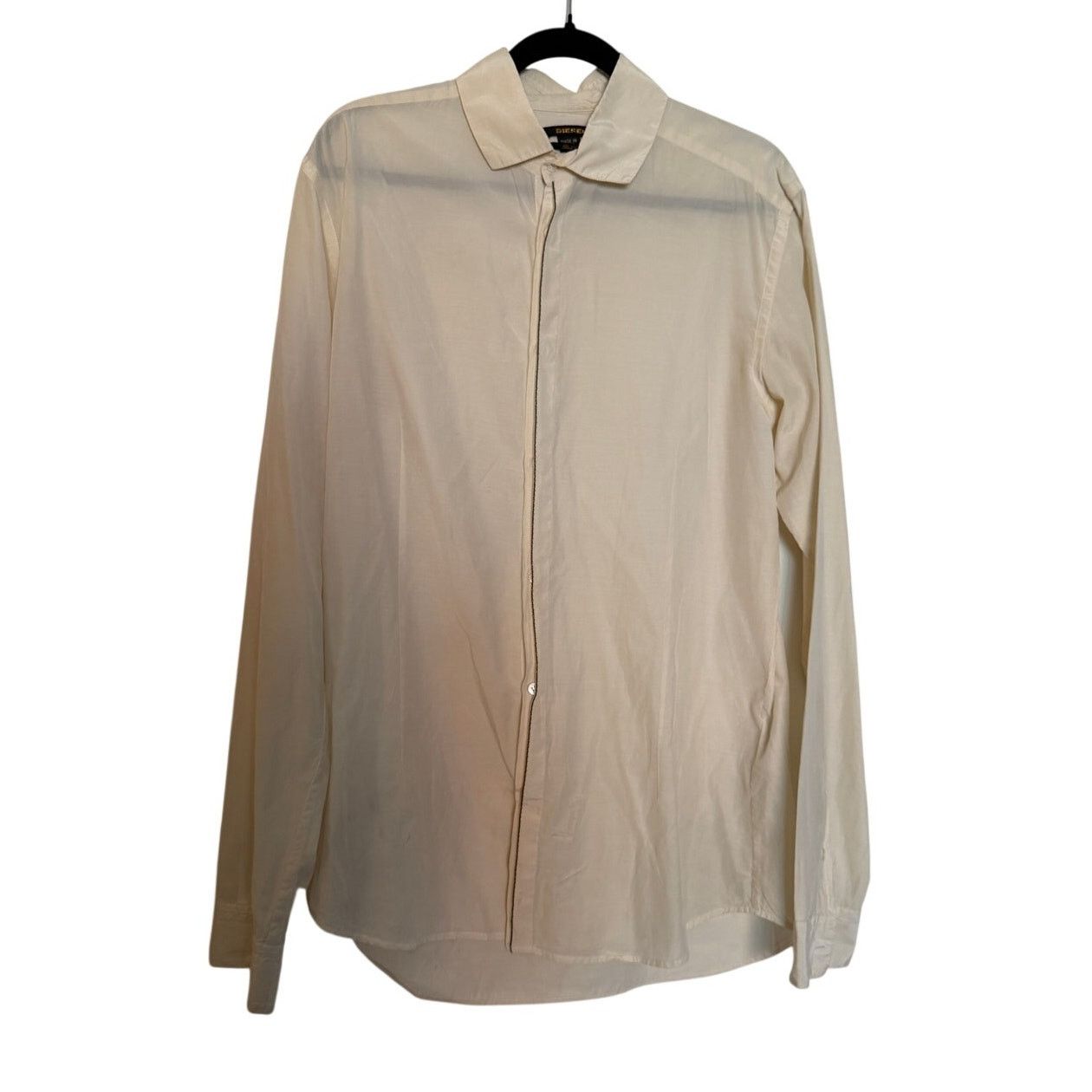Diesel Black Gold Diesel Black Gold Men's Silk-Cotton Blend Button Up Shirt Size US L / EU 52-54 / 3 - 1 Thumbnail
