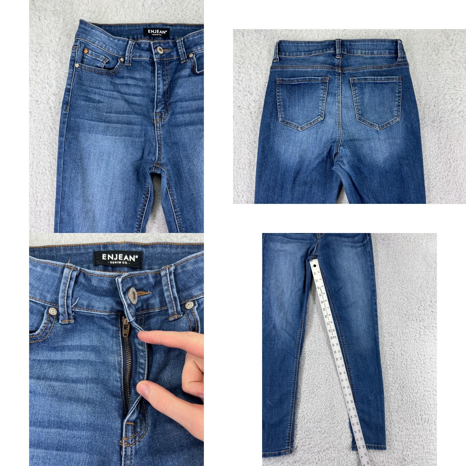 Vintage ENJEAN Jeans Womens 7 Blue Denim Cotton Stretch Skinny Tapered 26x26 Size 28" / US 6 / IT 42 - 8 Thumbnail